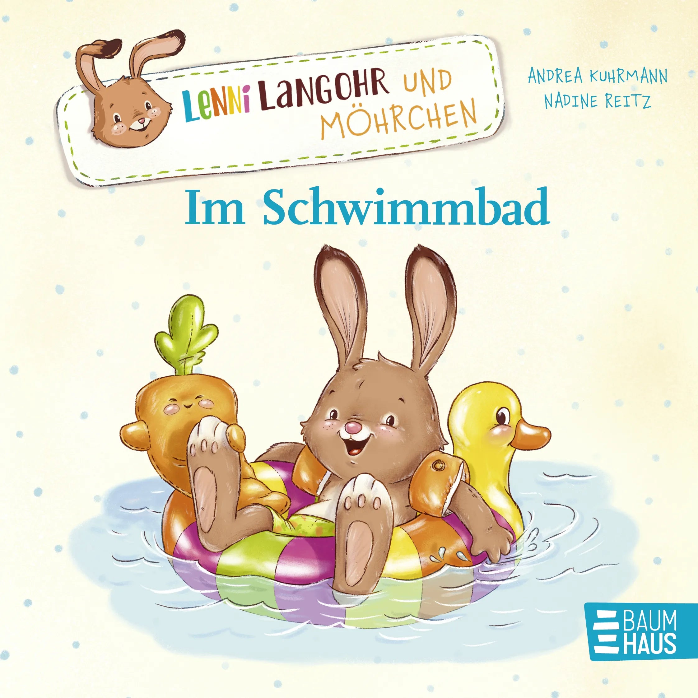 Buchcover von 'Lenni Langohr und Möhrchen im Schwimmbad' - Gebundene Ausgabe von Andrea Kuhrmann