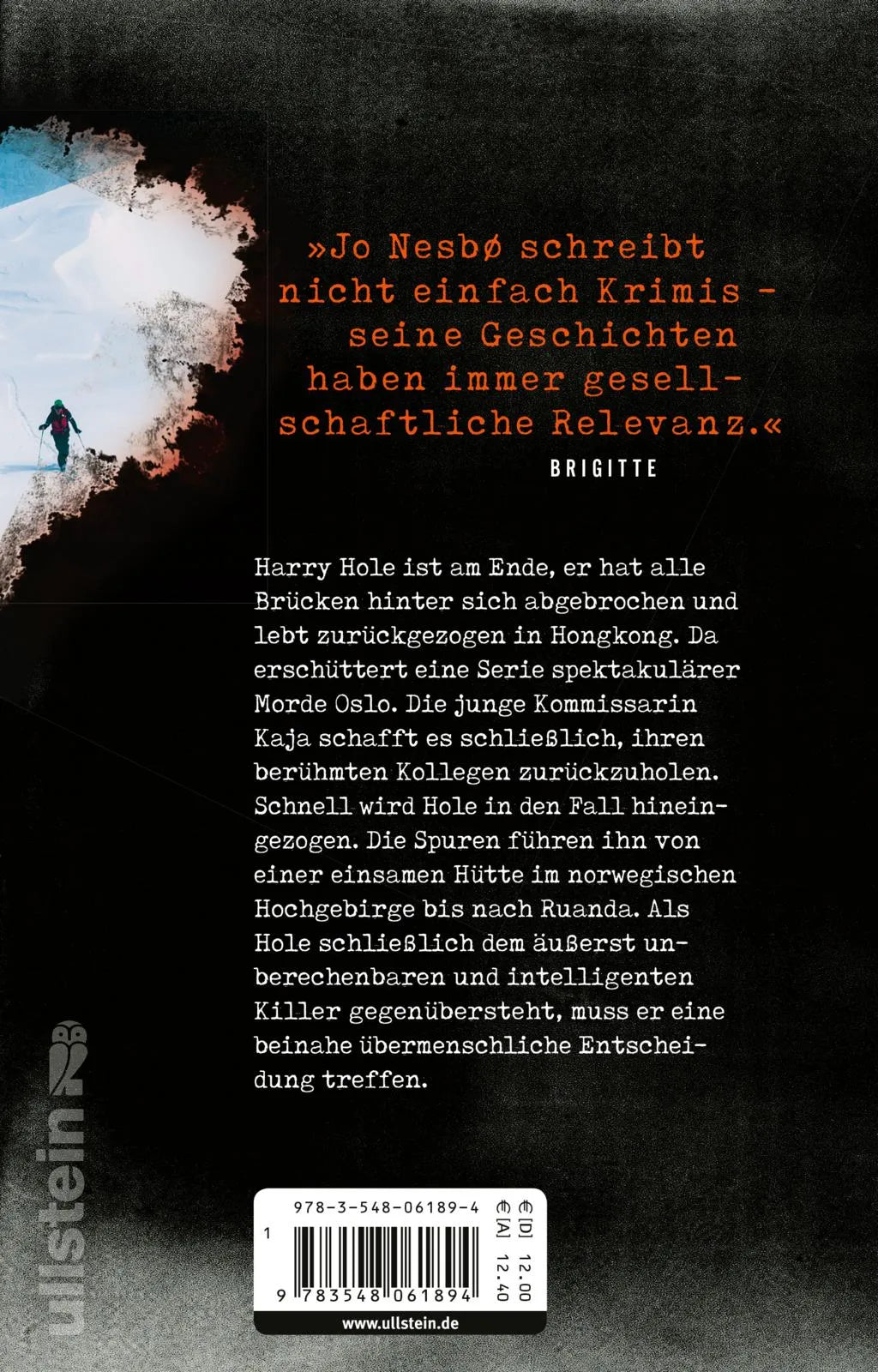 Buchrückseite von 'Leopard' mit Klappentext - Taschenbuch