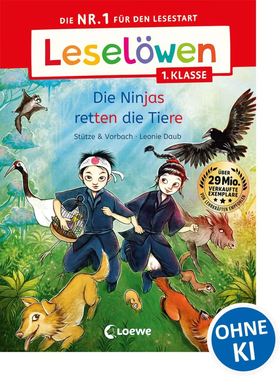 Cover: Leselöwen 1. Klasse - Die Ninjas retten die Tiere (E-Book) von Stütze Vorbach