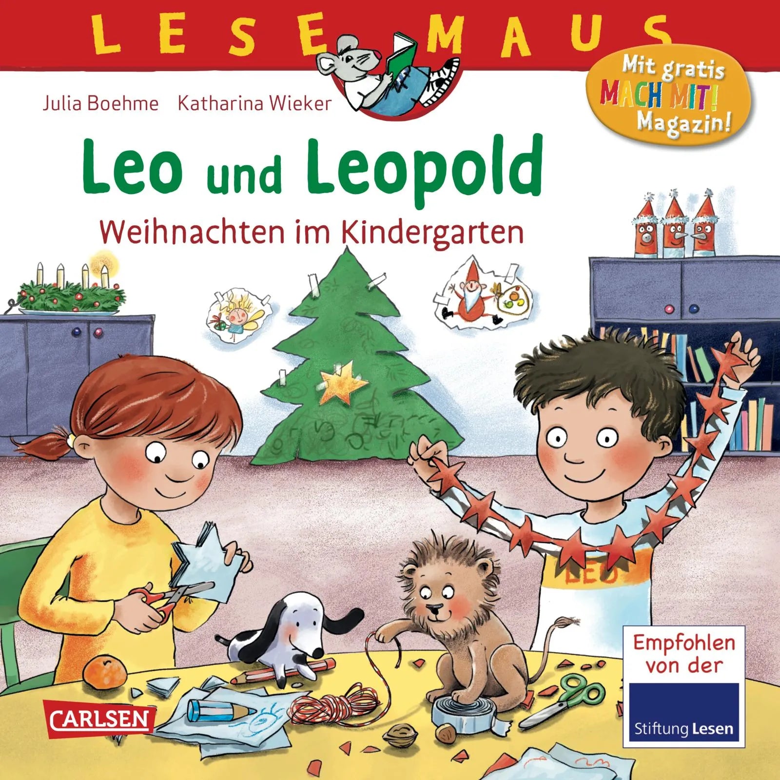 Buchcover von 'LESEMAUS 163: Leo und Leopold – Weihnachten im Kindergarten' - Taschenbuch von Julia Boehme