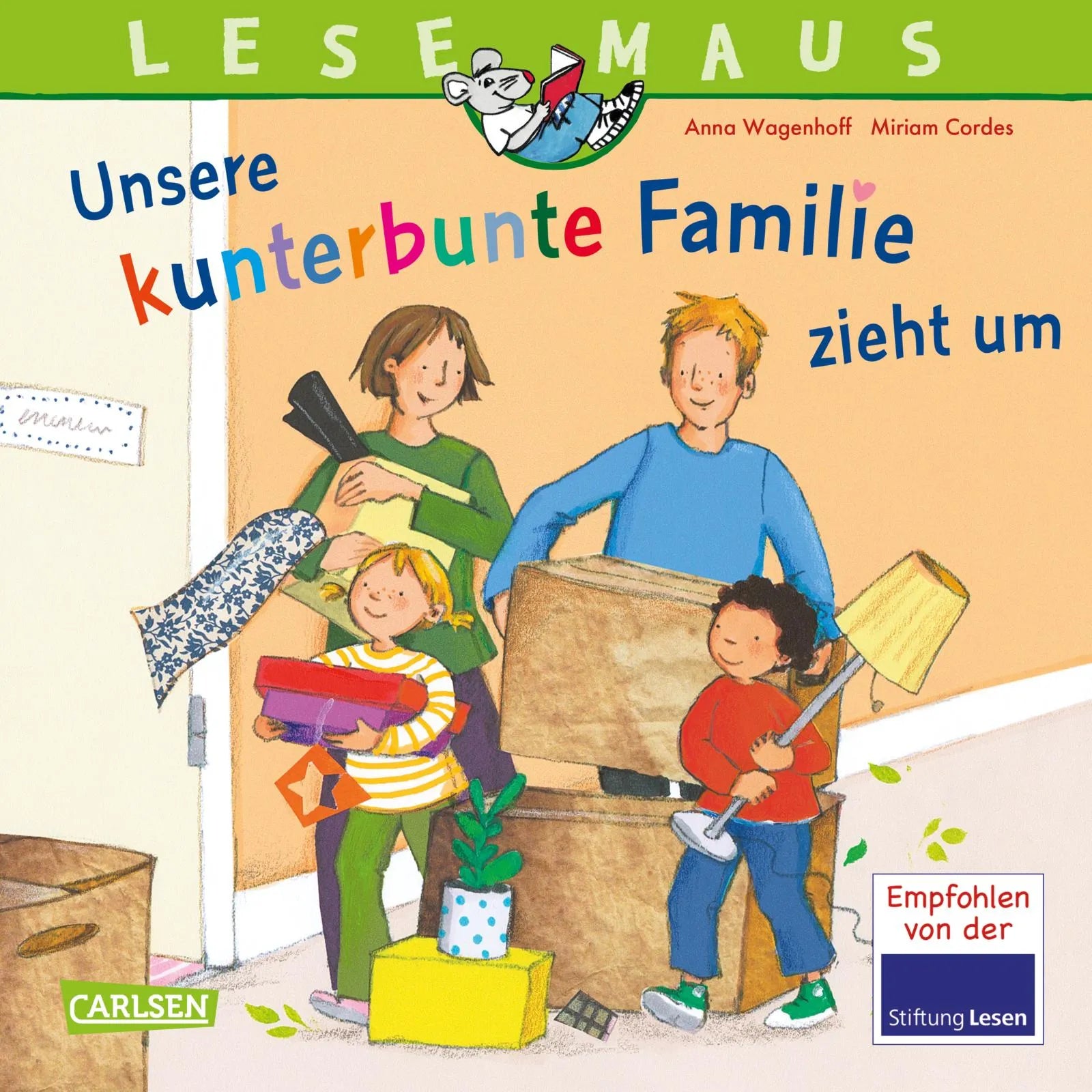 Buchcover von 'LESEMAUS 171: Unsere kunterbunte Familie zieht um' - Taschenbuch von Anna Wagenhoff