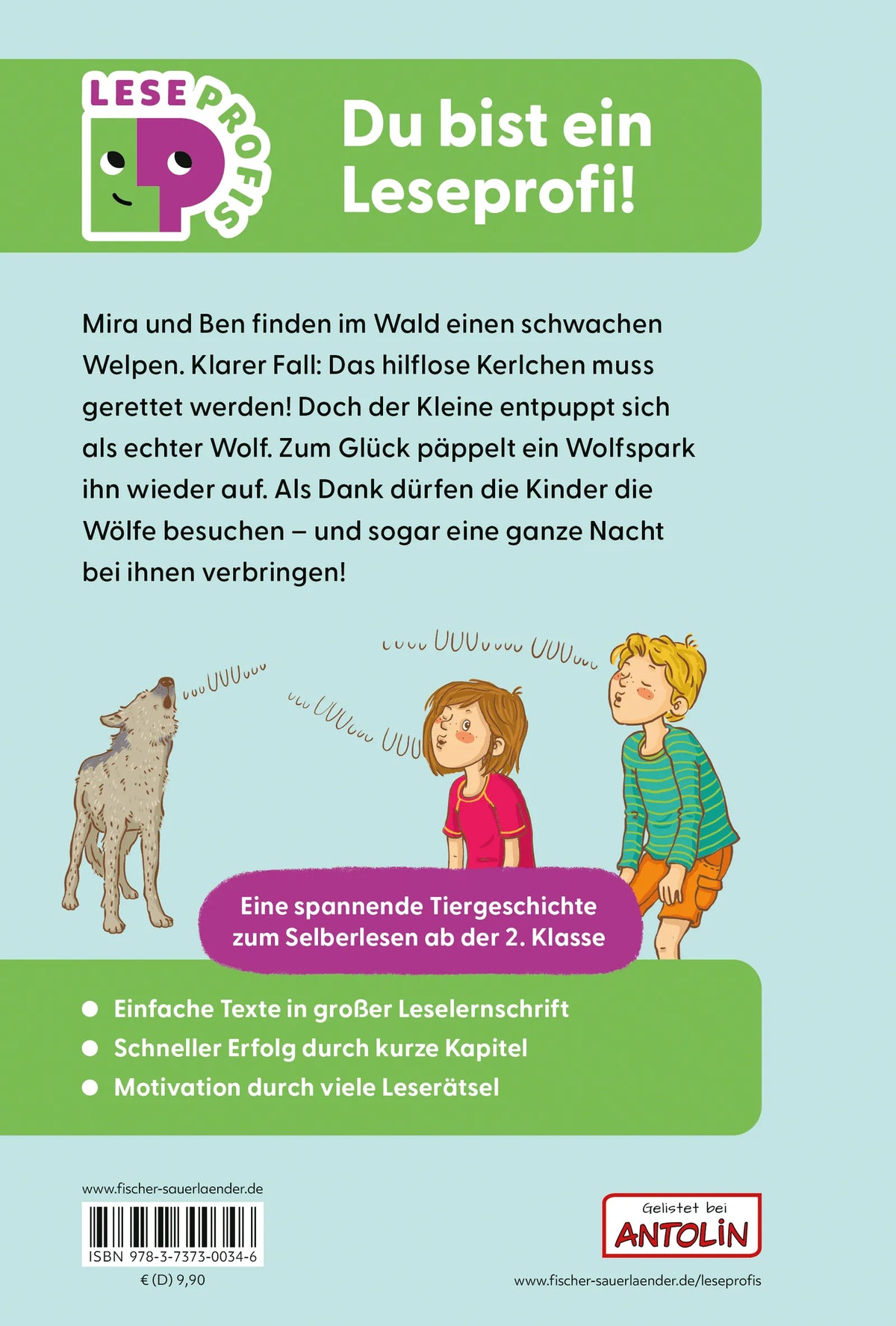 Rückseite: Leseprofis – Ein kleiner Wolf braucht Hilfe, 2. Klasse (Hardcover)