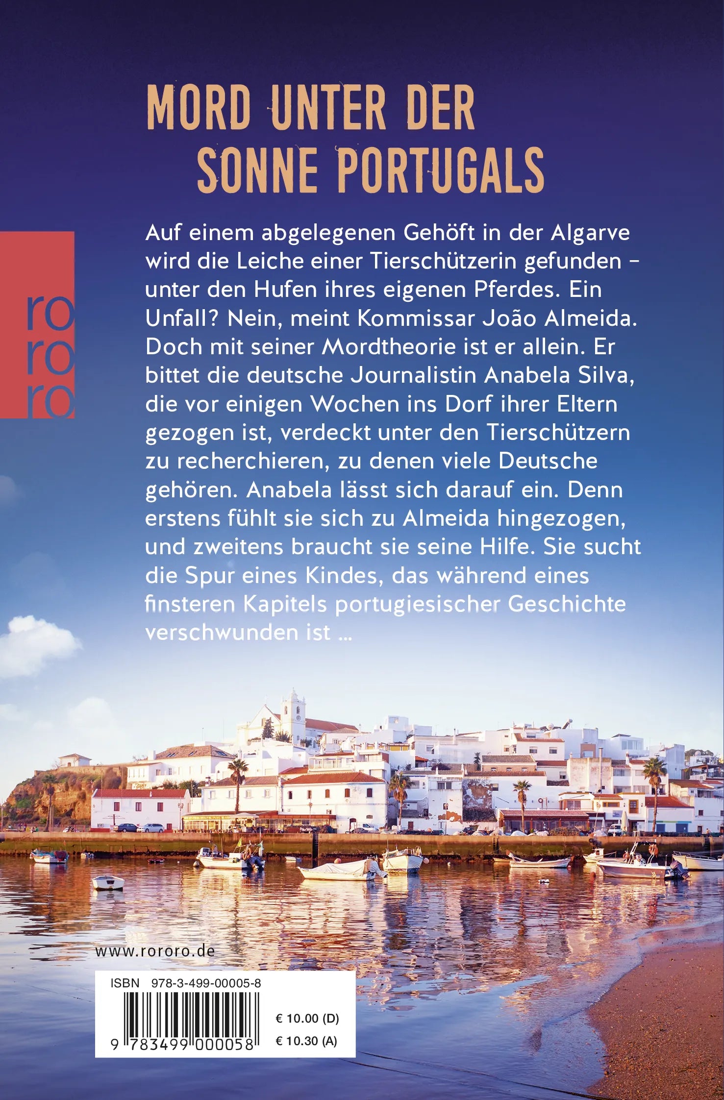 Buchrückseite von 'Letzte Spur Algarve' mit Klappentext - Taschenbuch
