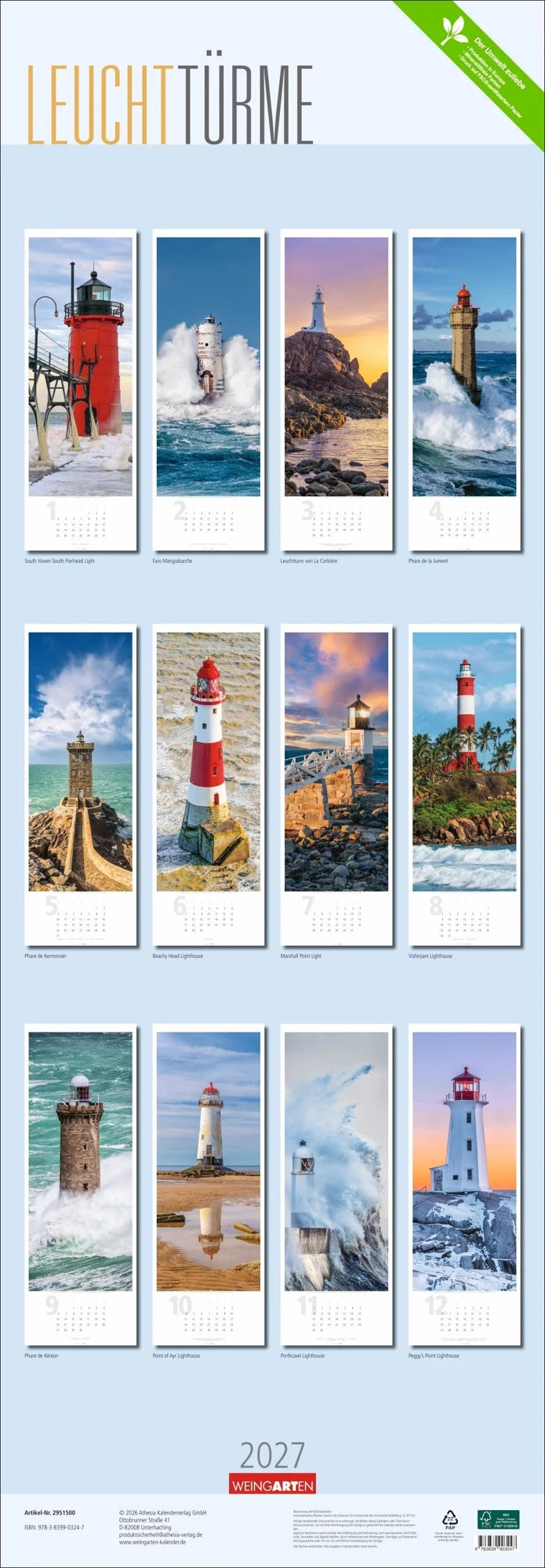 Leuchttürme Kalender 2027 – Ansicht