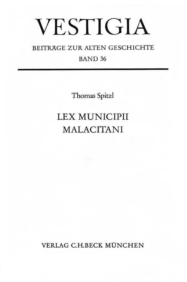 Cover: Lex municipii Malacitani (Hardcover) von Thomas Spitzl