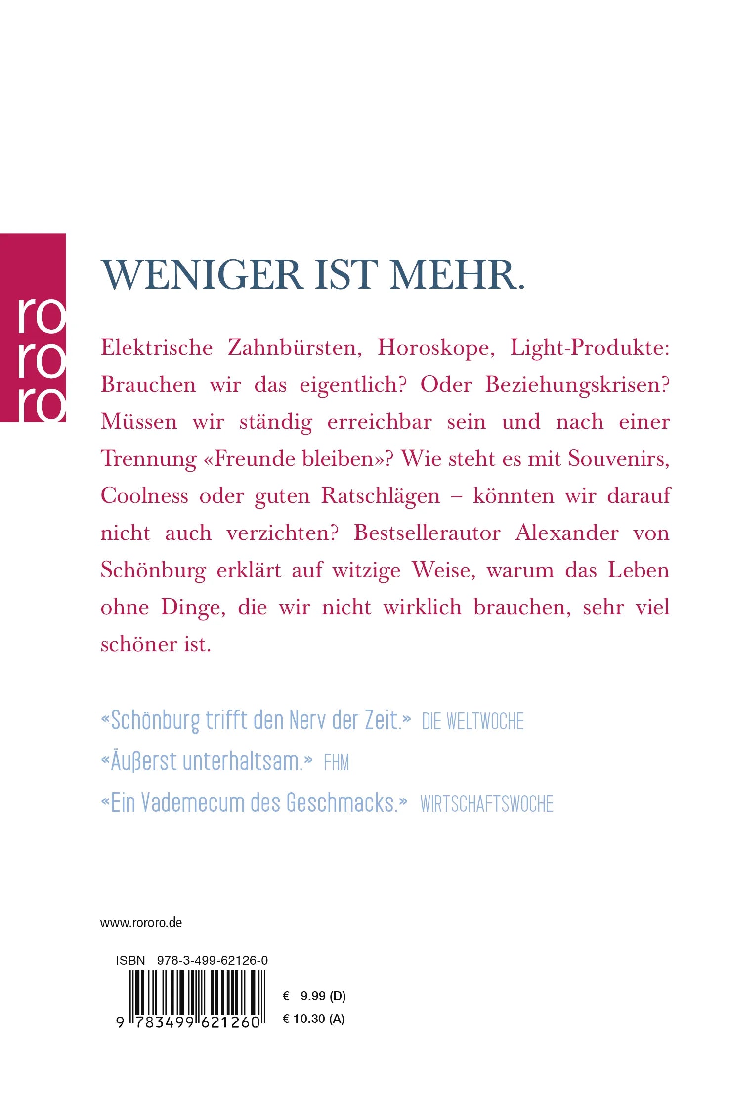 Buchrückseite von 'Lexikon der überflüssigen Dinge' mit Klappentext - Taschenbuch