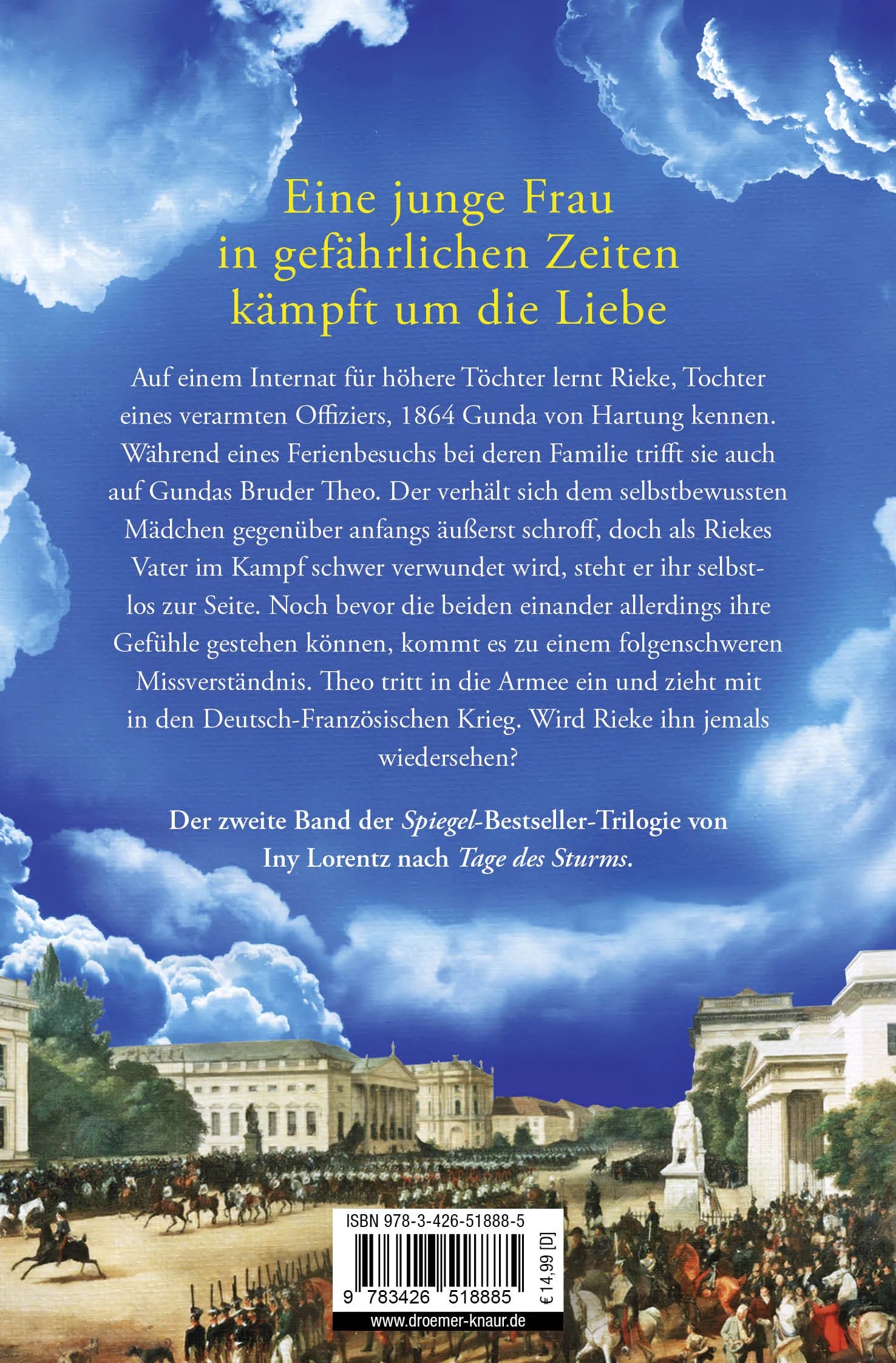 Buchrückseite von 'Licht in den Wolken' mit Klappentext - Taschenbuch