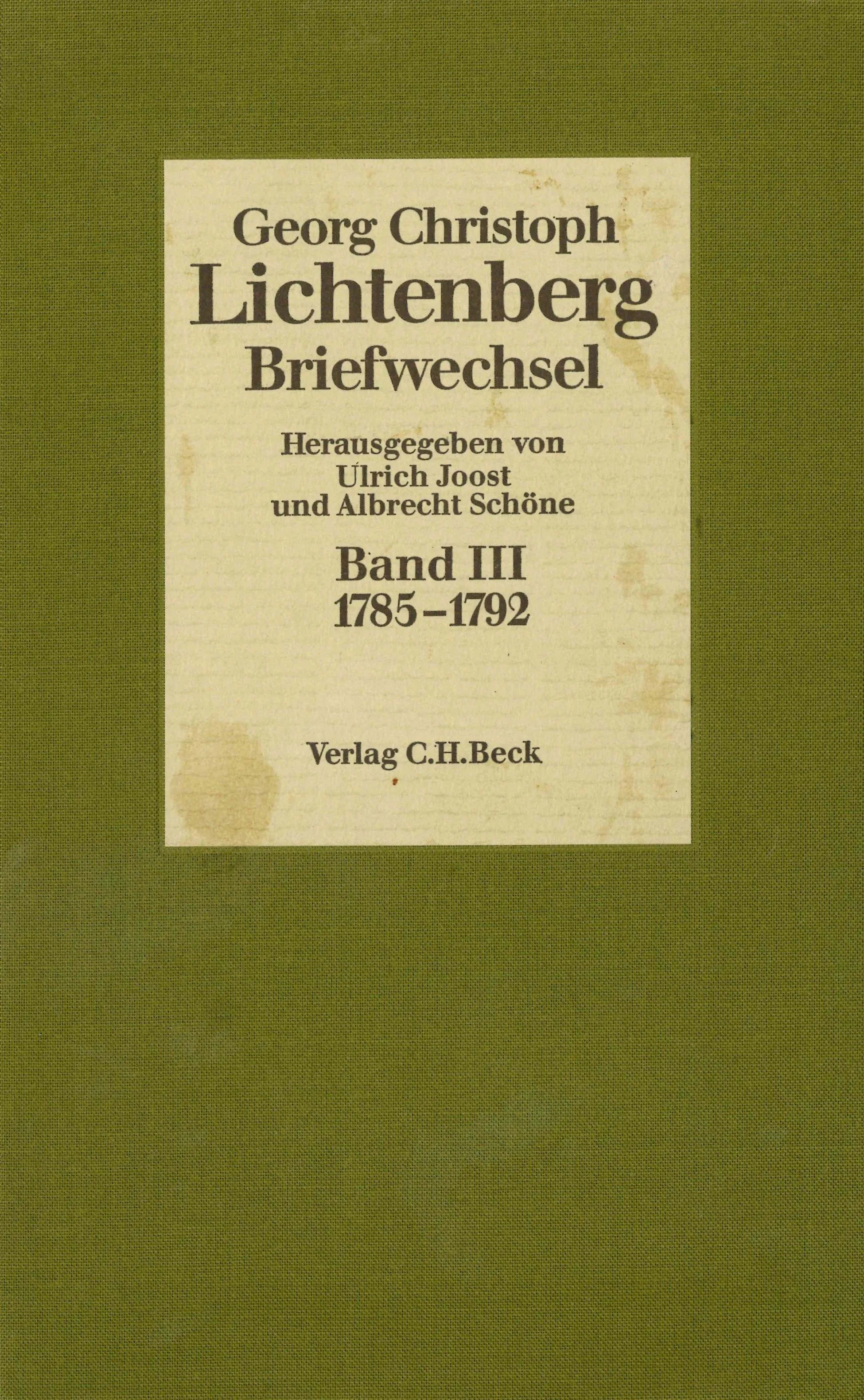 Buchcover von 'Lichtenberg Briefwechsel Bd. 3: 1785-1792' - Gebundene Ausgabe von Georg Christoph Lichtenberg