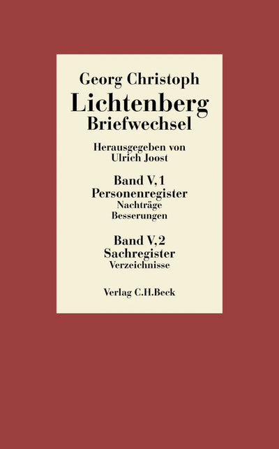 Lichtenberg Briefwechsel Bd. 5: Register