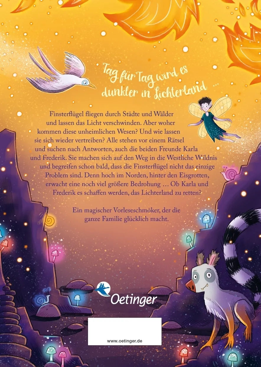 Buchrückseite von 'Lichterland 3. Das Geheimnis des schlafenden Drachen' mit Klappentext - Gebundene Ausgabe