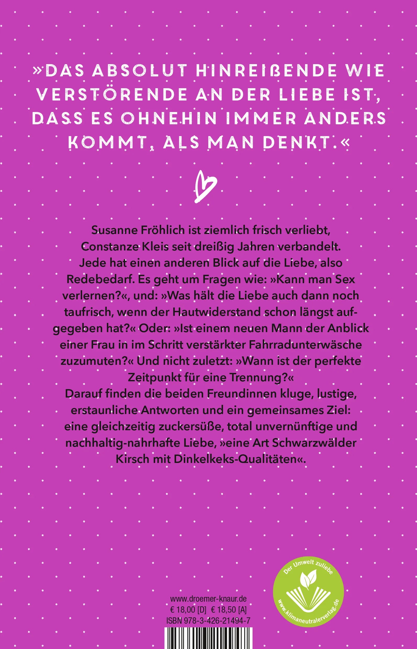 Buchrückseite von 'Liebe machen' mit Klappentext - Paperback