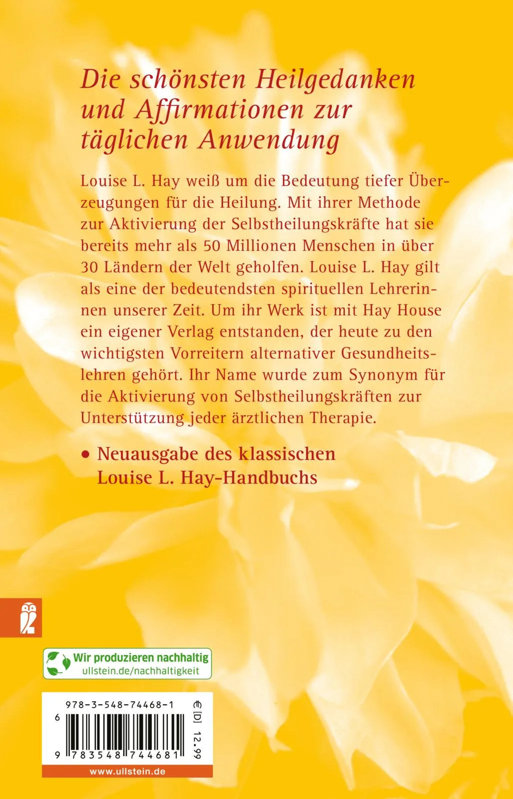 Buchrückseite von 'Liebe statt Angst' mit Klappentext - Taschenbuch