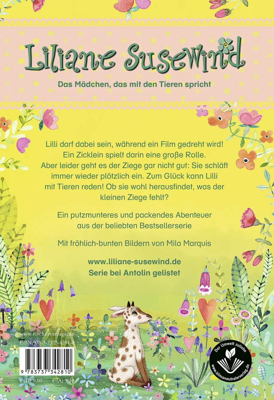 Buchrückseite von 'Liliane Susewind – Augen auf, kleine Ziege!' mit Klappentext - Gebundene Ausgabe