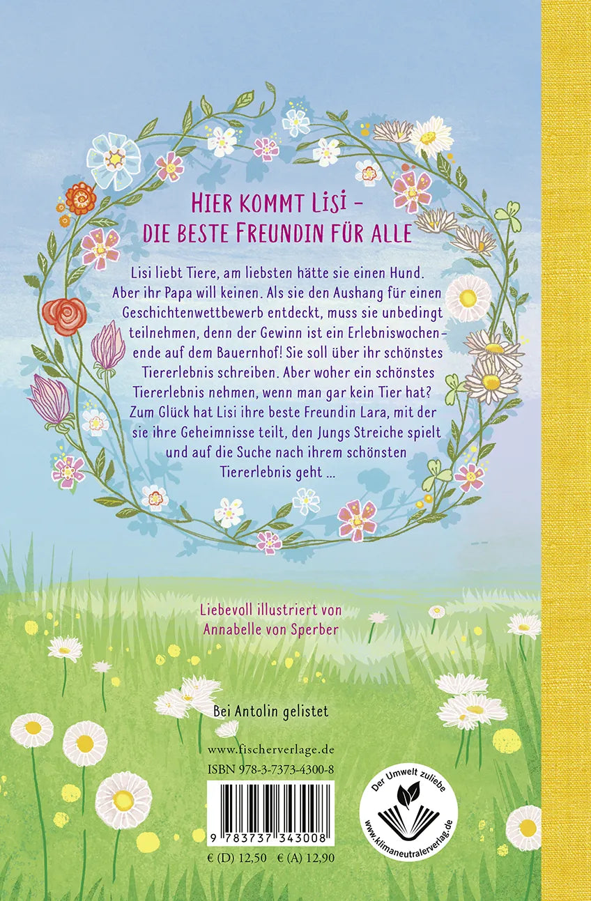 Buchrückseite von 'Lisis Wirbelwindtage' mit Klappentext - Gebundene Ausgabe