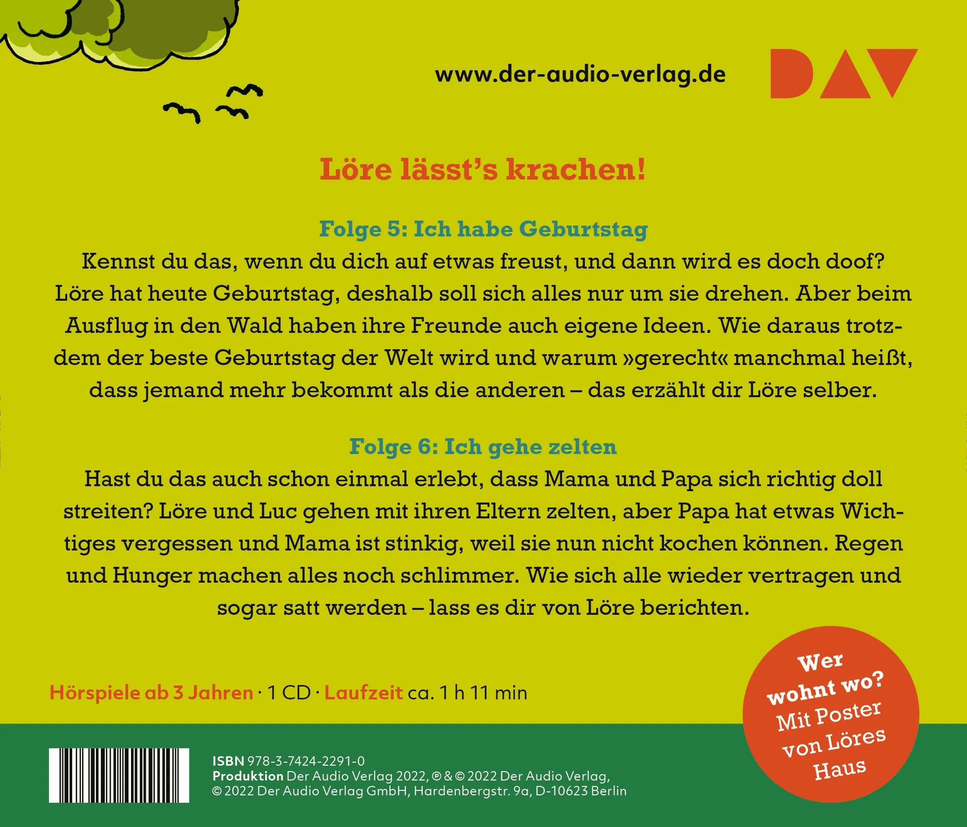Buchrückseite von 'Löre & Luc – Unser lautes Leben' mit Klappentext - Hörbuch (CD)