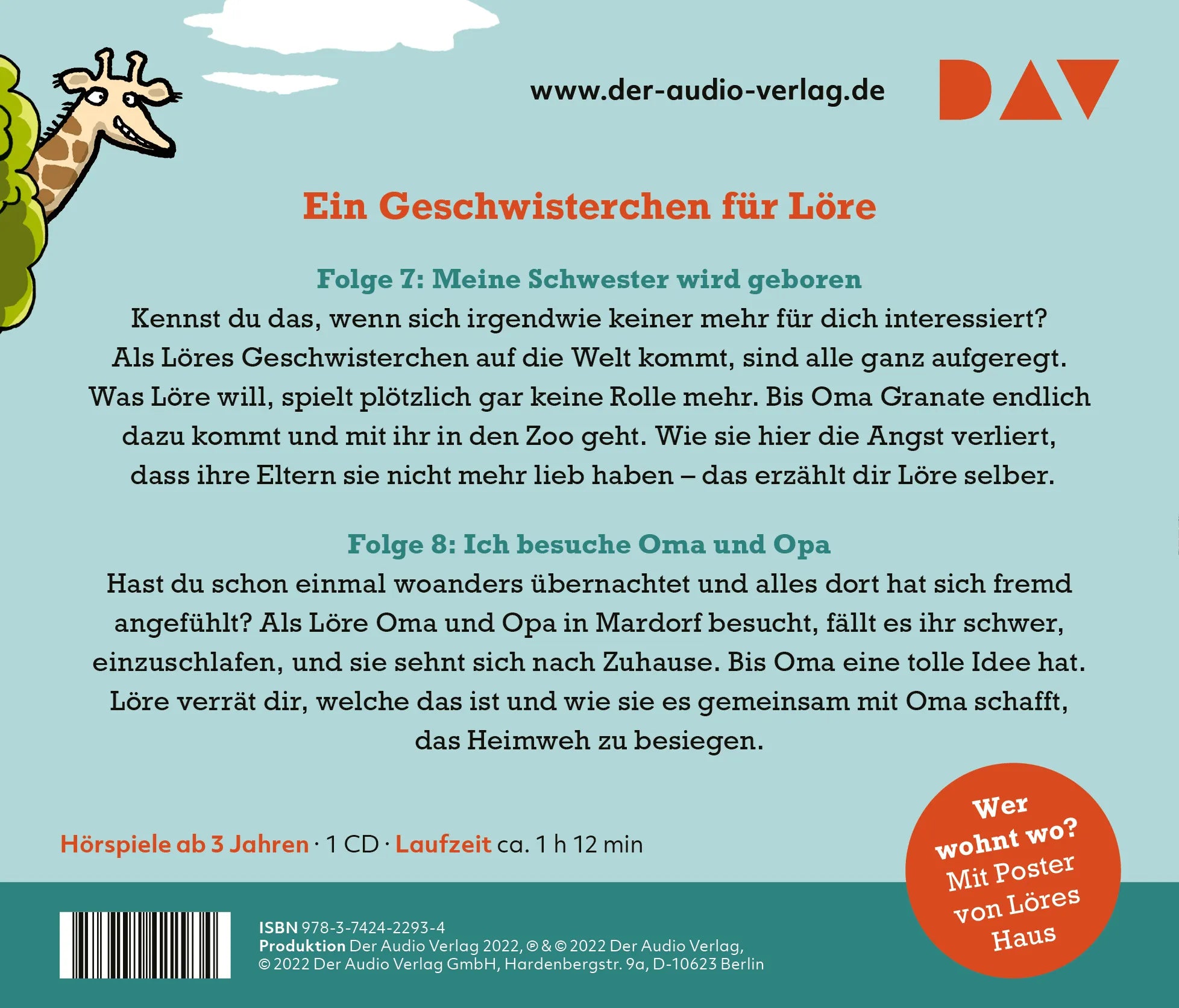 Buchrückseite von 'Löre & Luc – Unser lautes Leben' mit Klappentext - Hörbuch (CD)