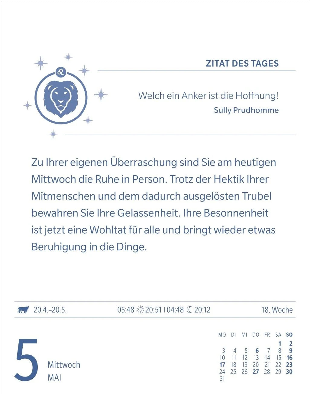 Löwe Sternzeichenkalender 2027 - Tagesabreißkalender - Ihr Horoskop für jeden Tag – Ansicht