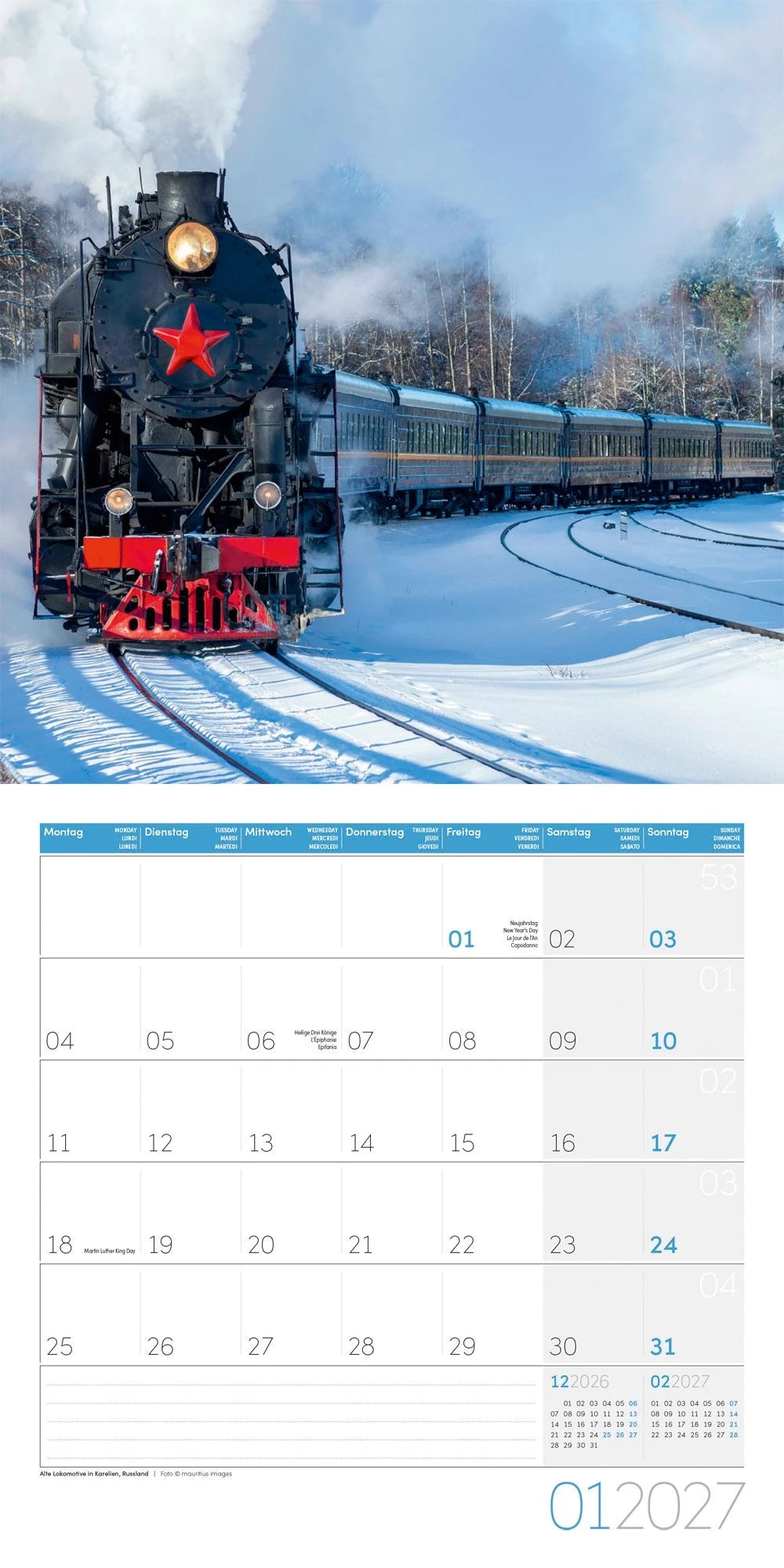 Lokomotiven Kalender 2027 - 30x30 - Art12 – Ansicht