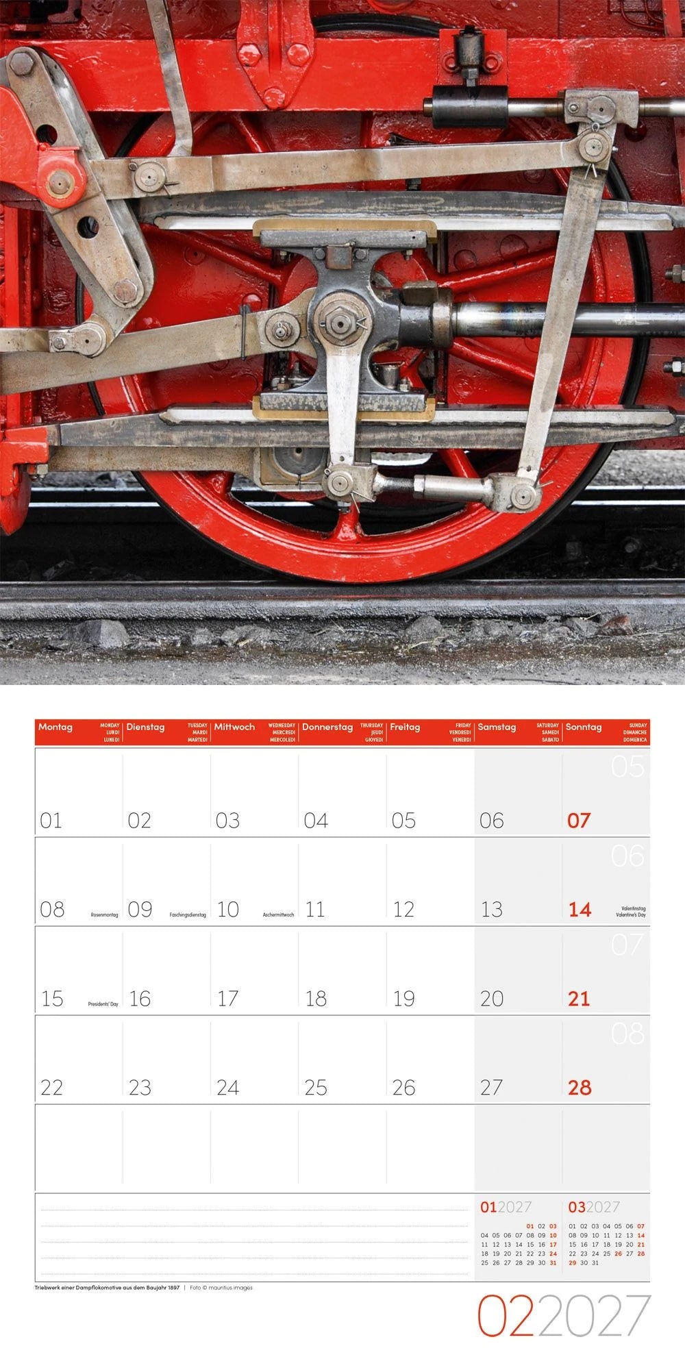 Lokomotiven Kalender 2027 - 30x30 - Art12 – Ansicht