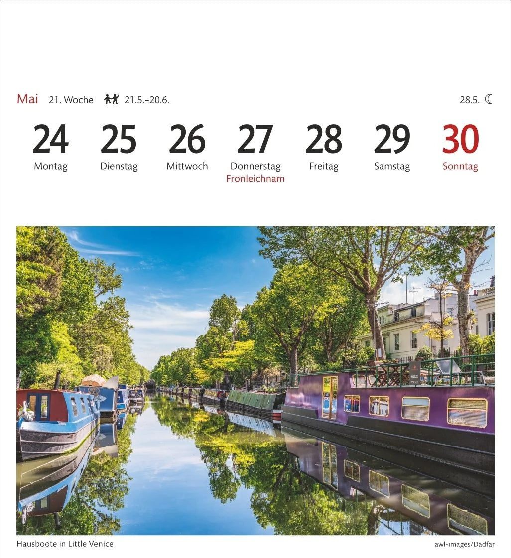 London Sehnsuchtskalender 2027 - Wochenkalender mit 53 Postkarten – Ansicht