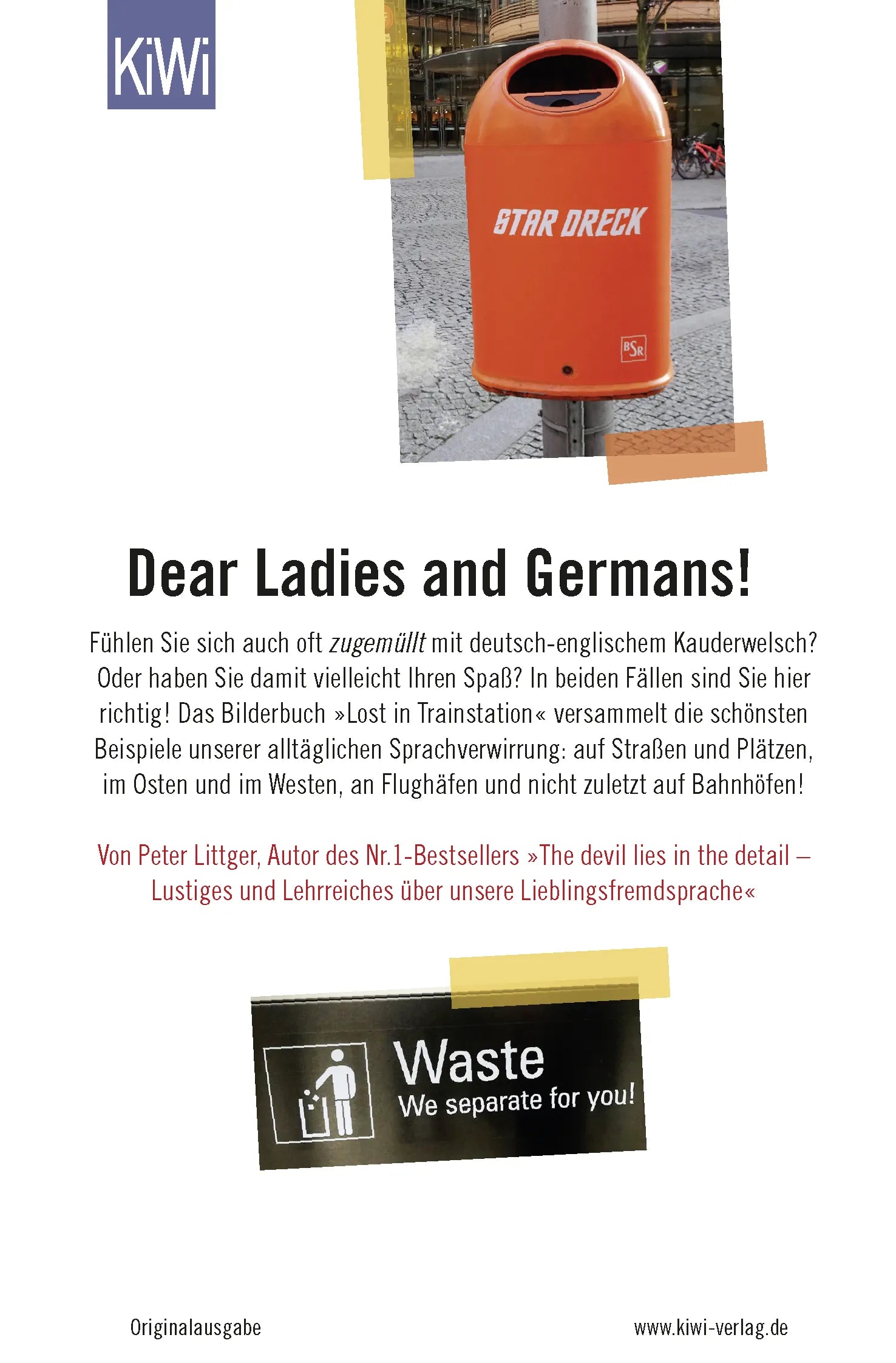 Buchrückseite von 'Lost in Trainstation - wir versteh'n nur Bahnhof' mit Klappentext - Taschenbuch