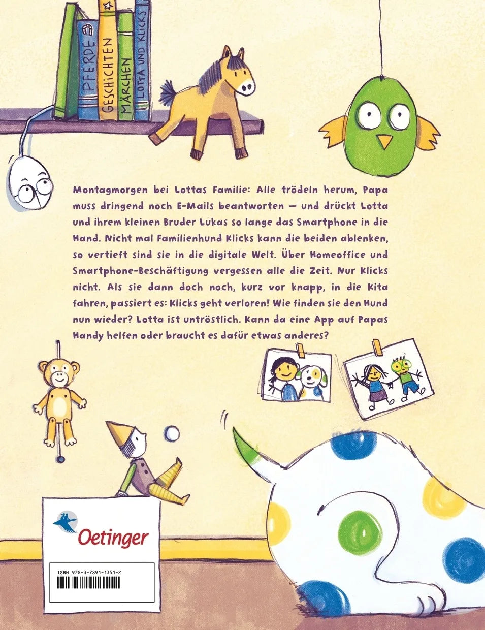 Buchrückseite von 'Lotta und Klicks' mit Klappentext - Gebundene Ausgabe