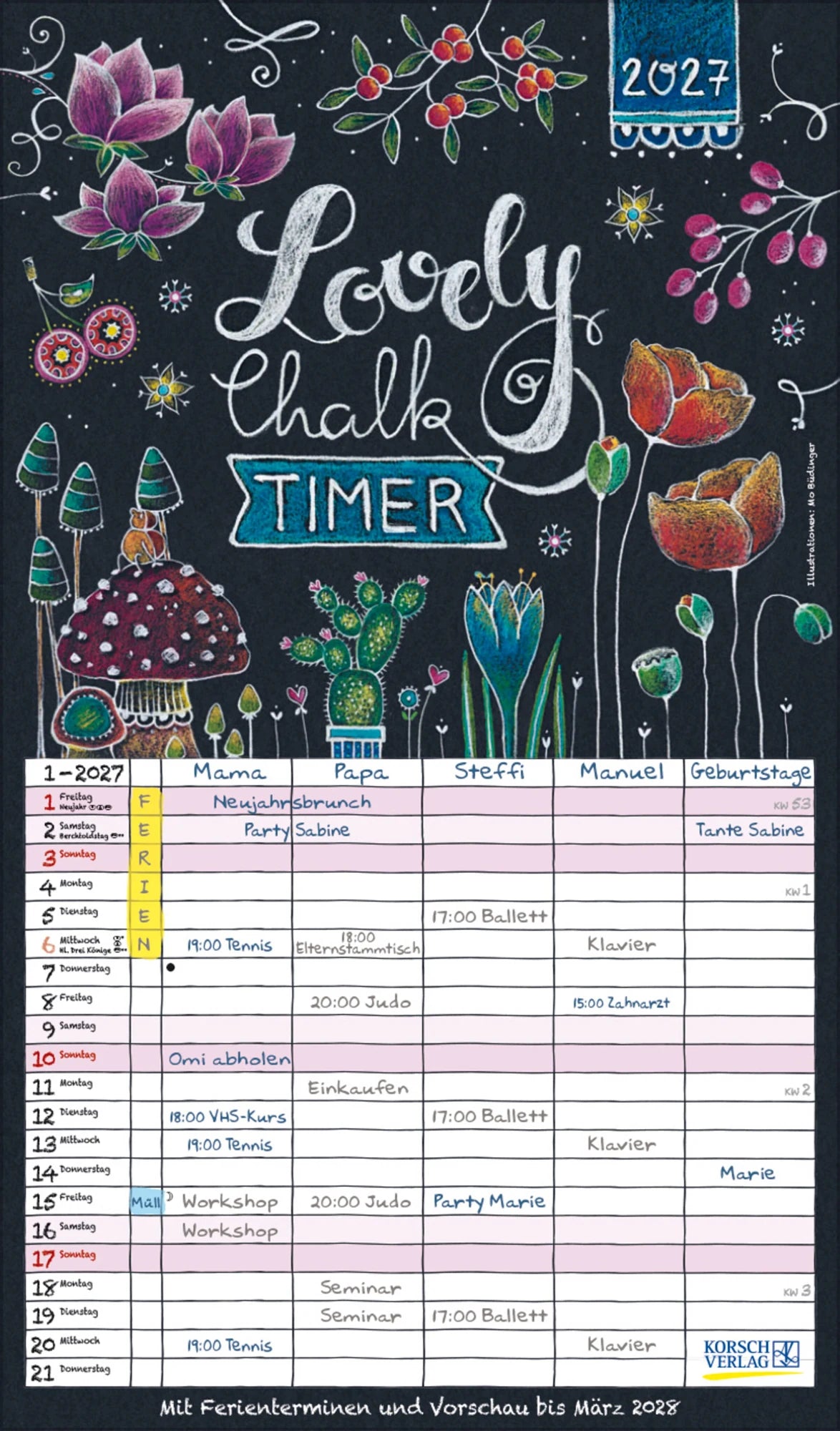 Taschenkalender: Lovely Chalk Timer 2027