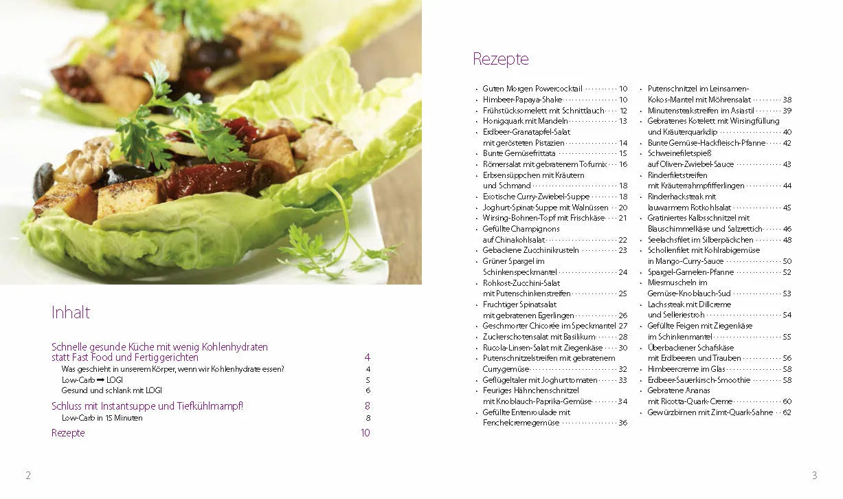 Innenansicht von 'Low-Carb in 15 Minuten' - Taschenbuch
