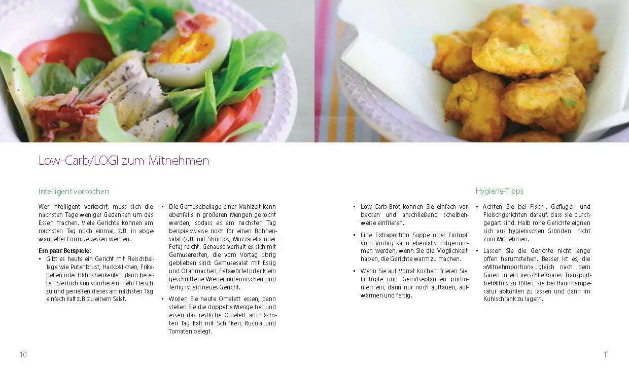 Innenansicht von 'Low-Carb unterwegs' - Taschenbuch
