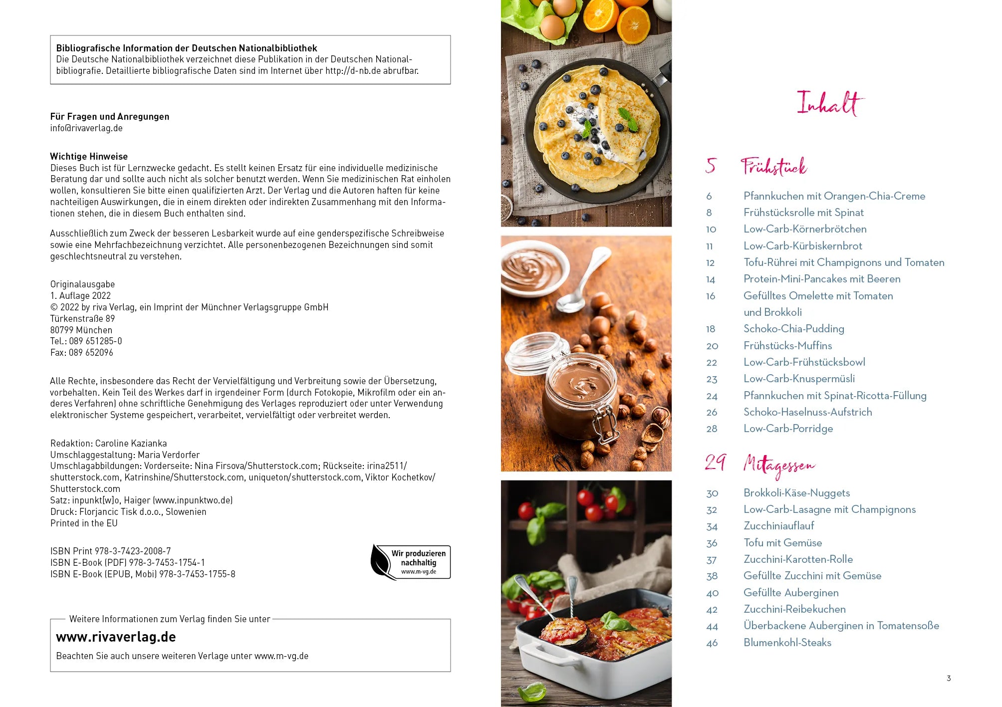Innenansicht von 'Low Carb vegetarisch' - Taschenbuch