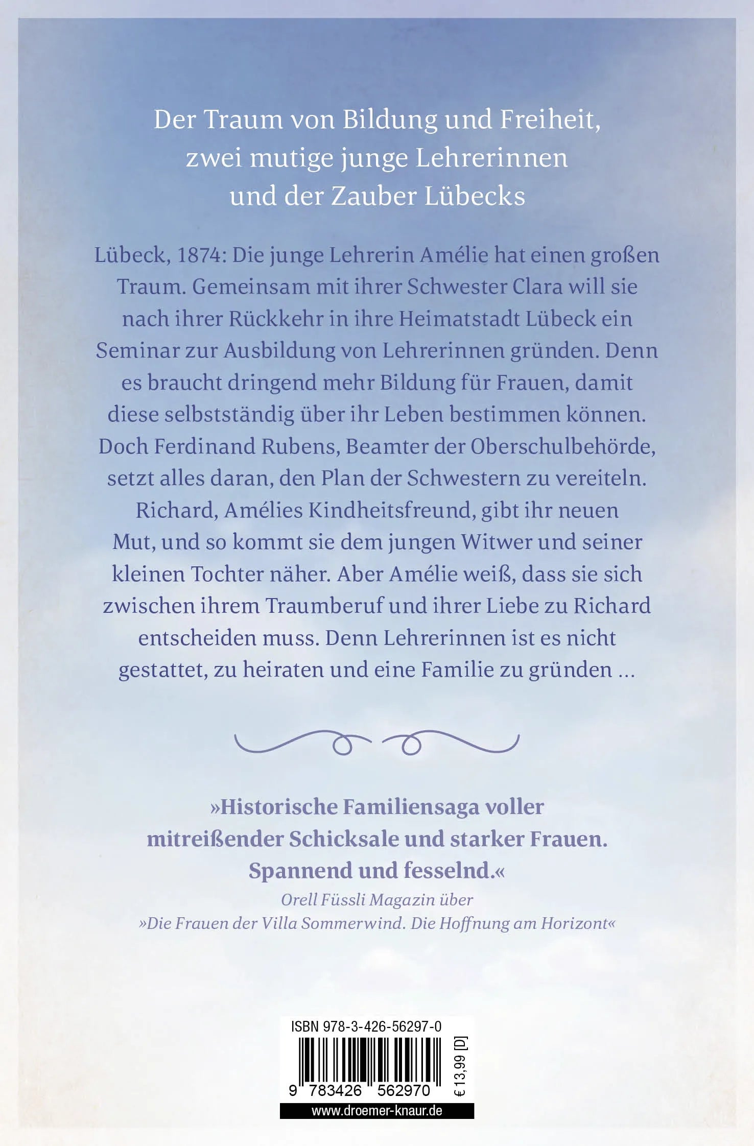 Buchrückseite von 'Lübecks Töchter. Der Traum von Bildung und Freiheit' mit Klappentext - Taschenbuch