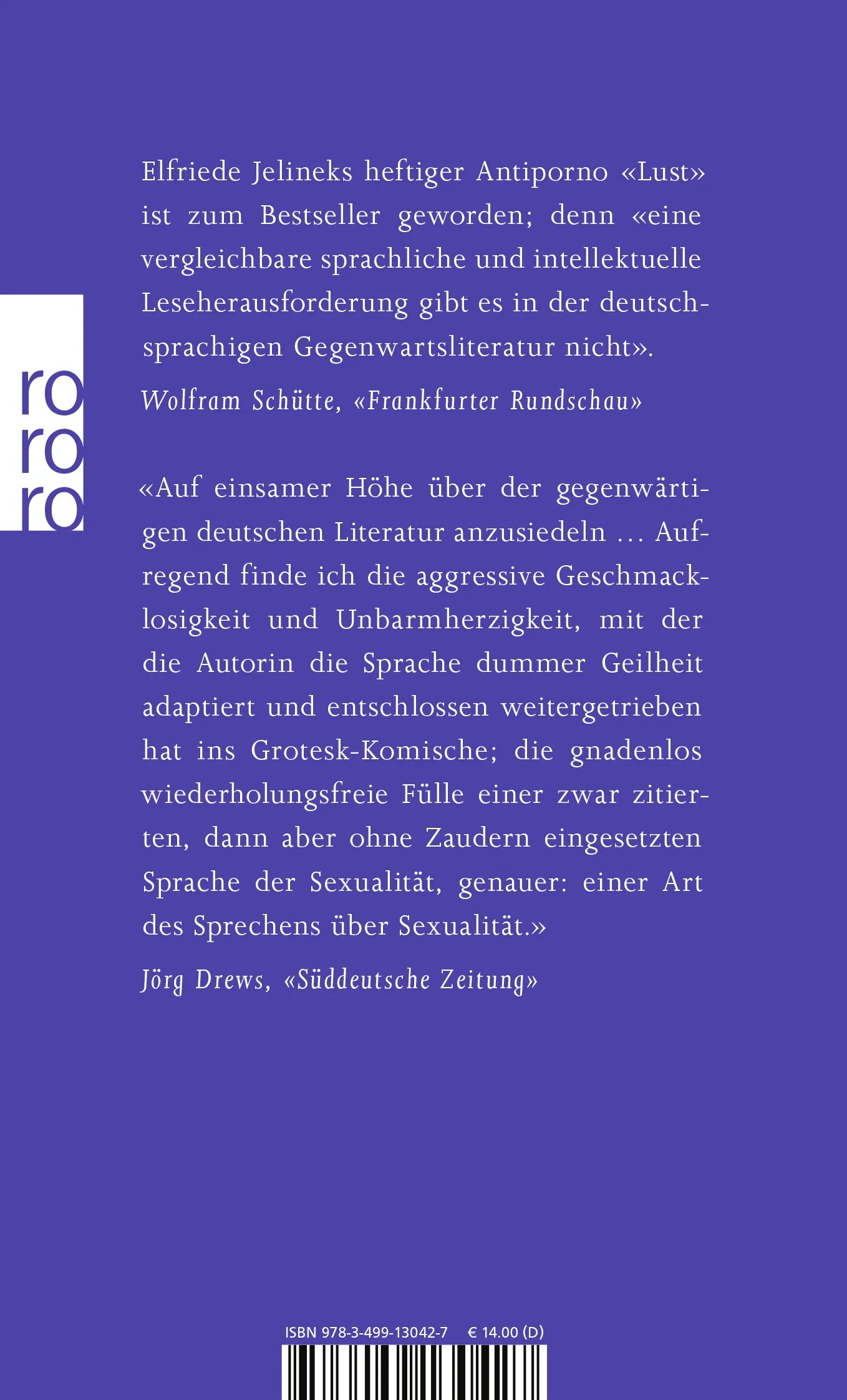Buchrückseite von 'Lust' mit Klappentext - Taschenbuch