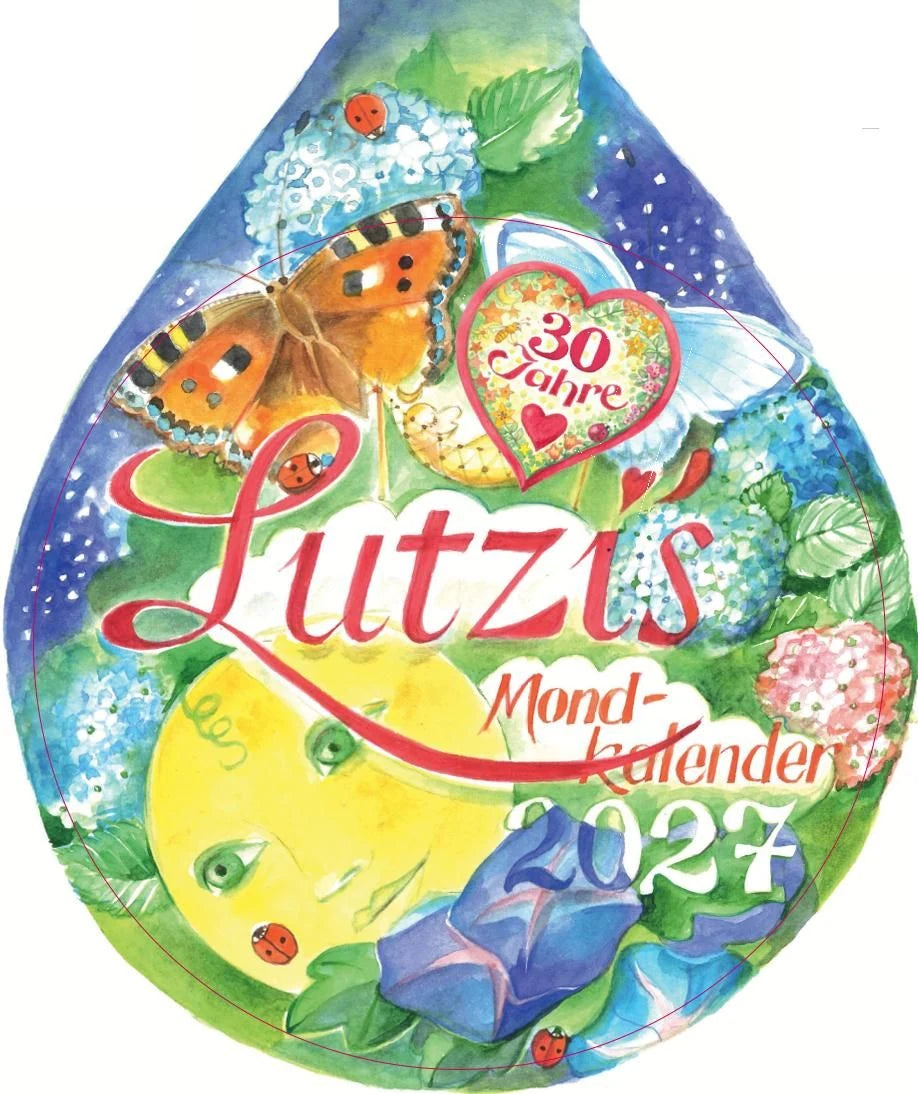 Lutzis Mondkalender rund Ø 16cm (Tagesabreisskalender) 2027 – Ansicht