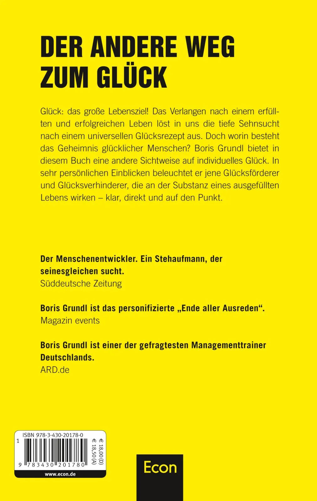Buchrückseite von 'Mach mich glücklich' mit Klappentext - Paperback