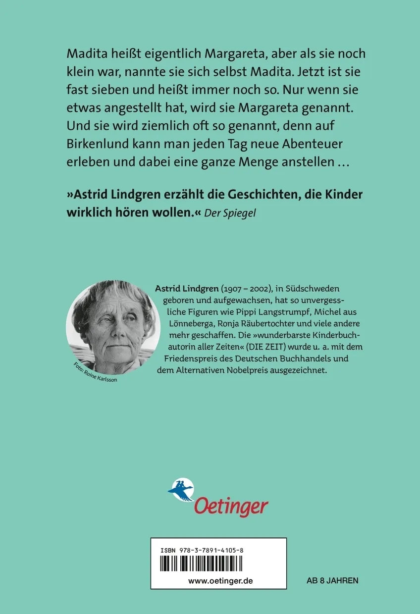 Buchrückseite von 'Madita 1' mit Klappentext - Gebundene Ausgabe