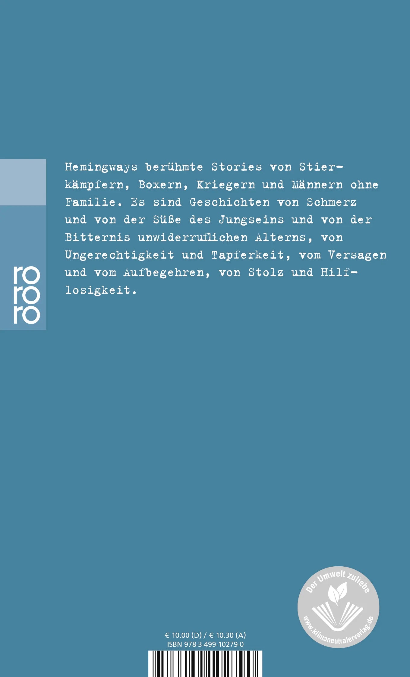 Buchrückseite von 'Männer ohne Frauen' mit Klappentext - Taschenbuch