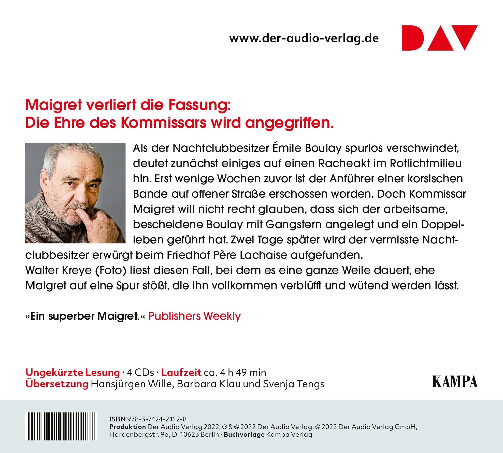 Buchrückseite von 'Maigret gerät in Wut' mit Klappentext - Hörbuch (CD)
