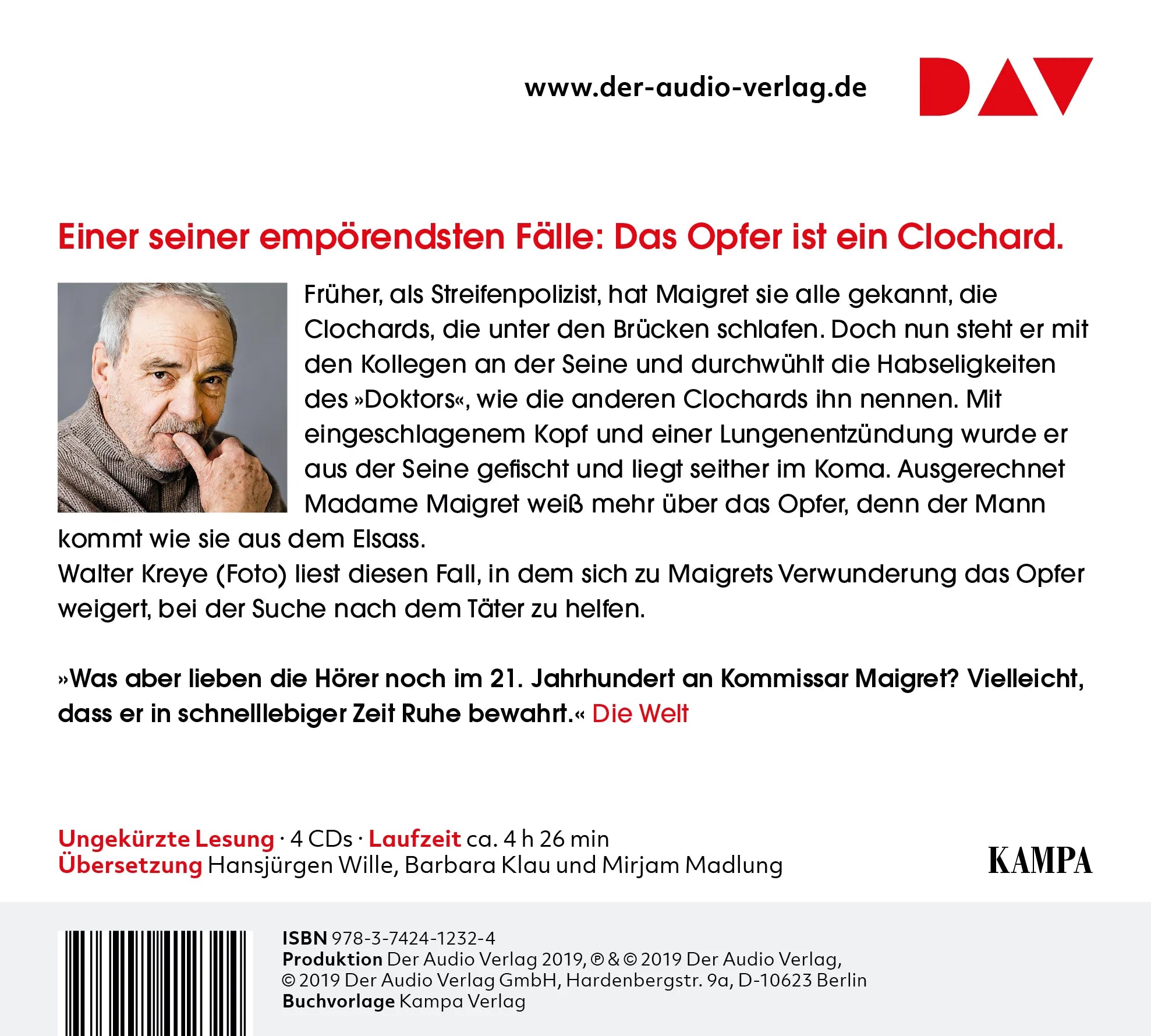 Buchrückseite von 'Maigret und der Clochard' mit Klappentext - Hörbuch (CD)