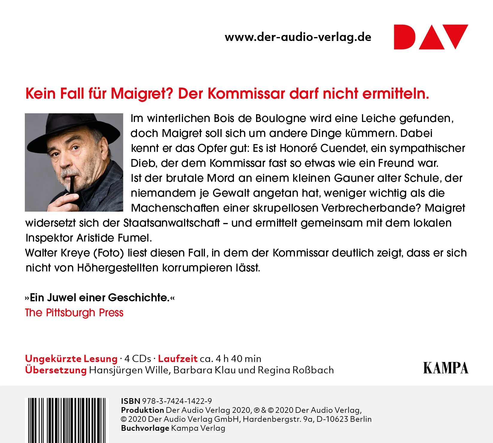Buchrückseite von 'Maigret und der faule Dieb' mit Klappentext - Hörbuch (CD)