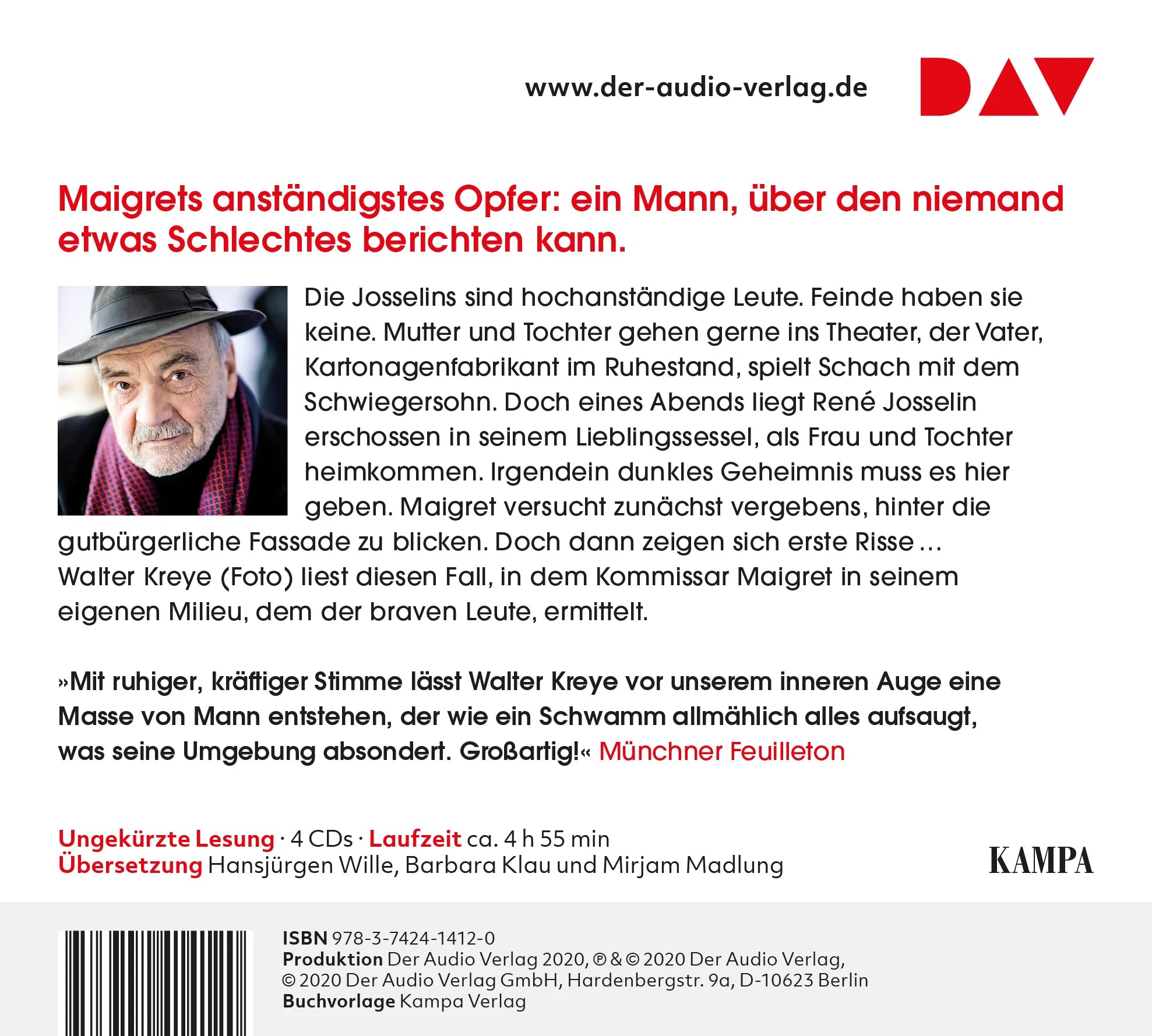Buchrückseite von 'Maigret und die braven Leute' mit Klappentext - Hörbuch (CD)