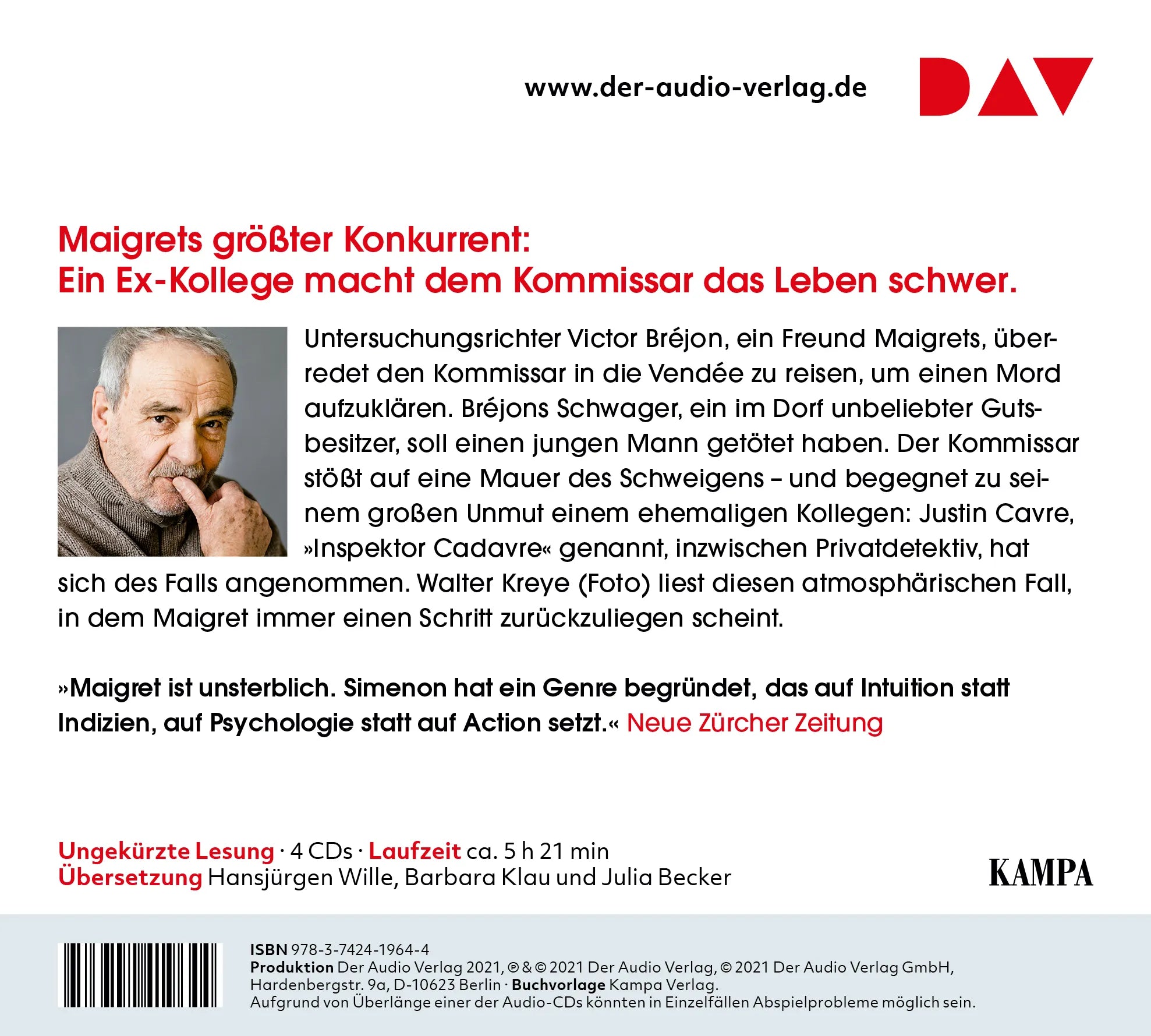 Buchrückseite von 'Maigret und sein Rivale' mit Klappentext - Hörbuch (CD)
