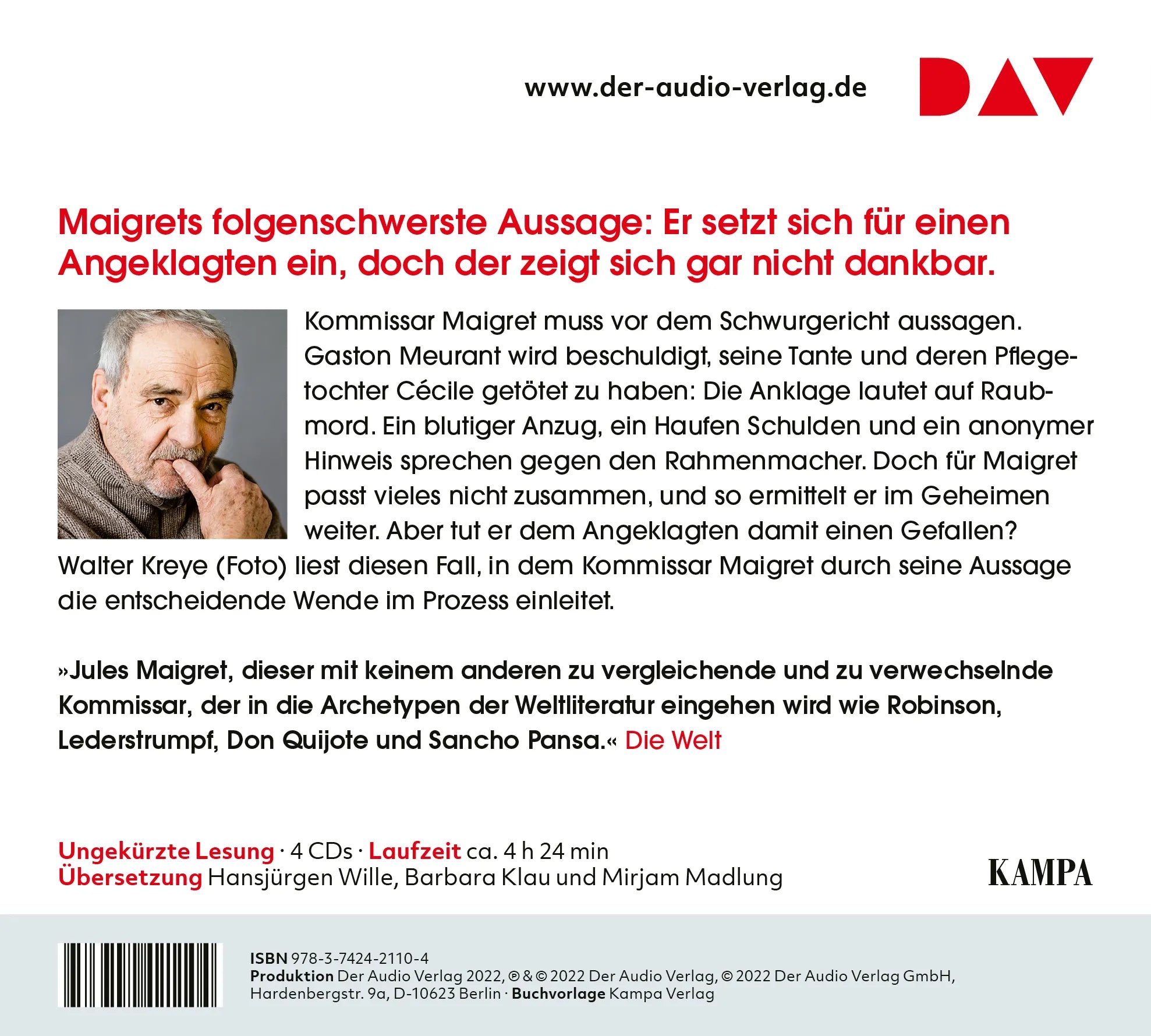 Buchrückseite von 'Maigret vor dem Schwurgericht' mit Klappentext - Hörbuch (CD)