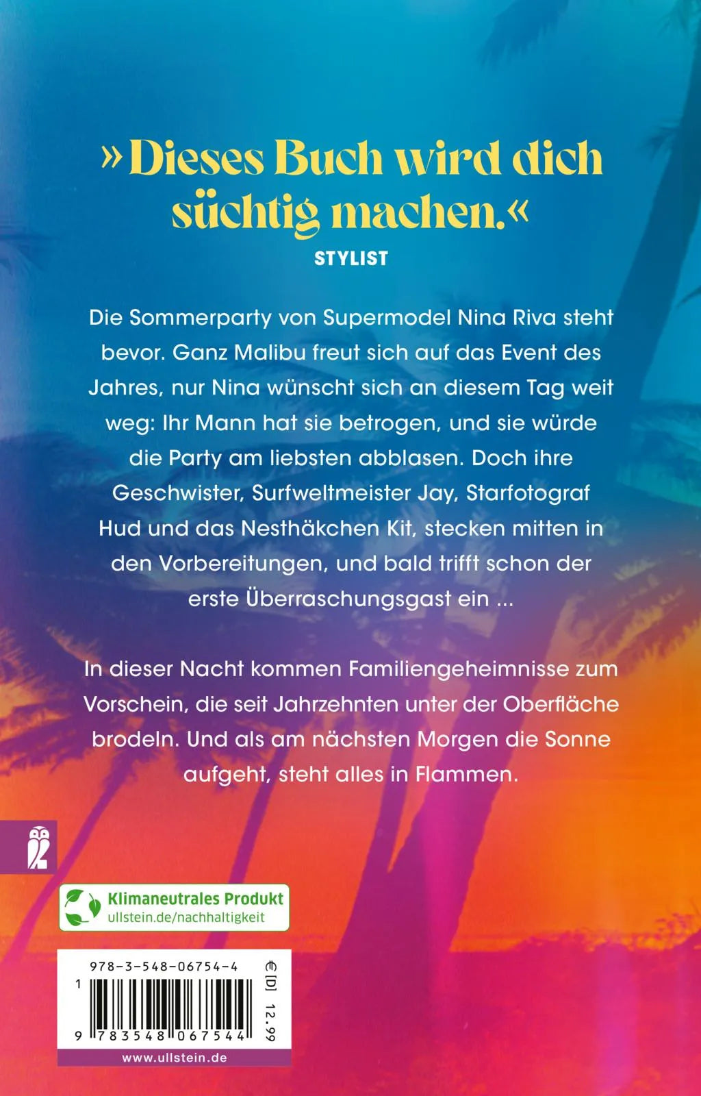 Buchrückseite von 'Malibu Rising' mit Klappentext - Taschenbuch
