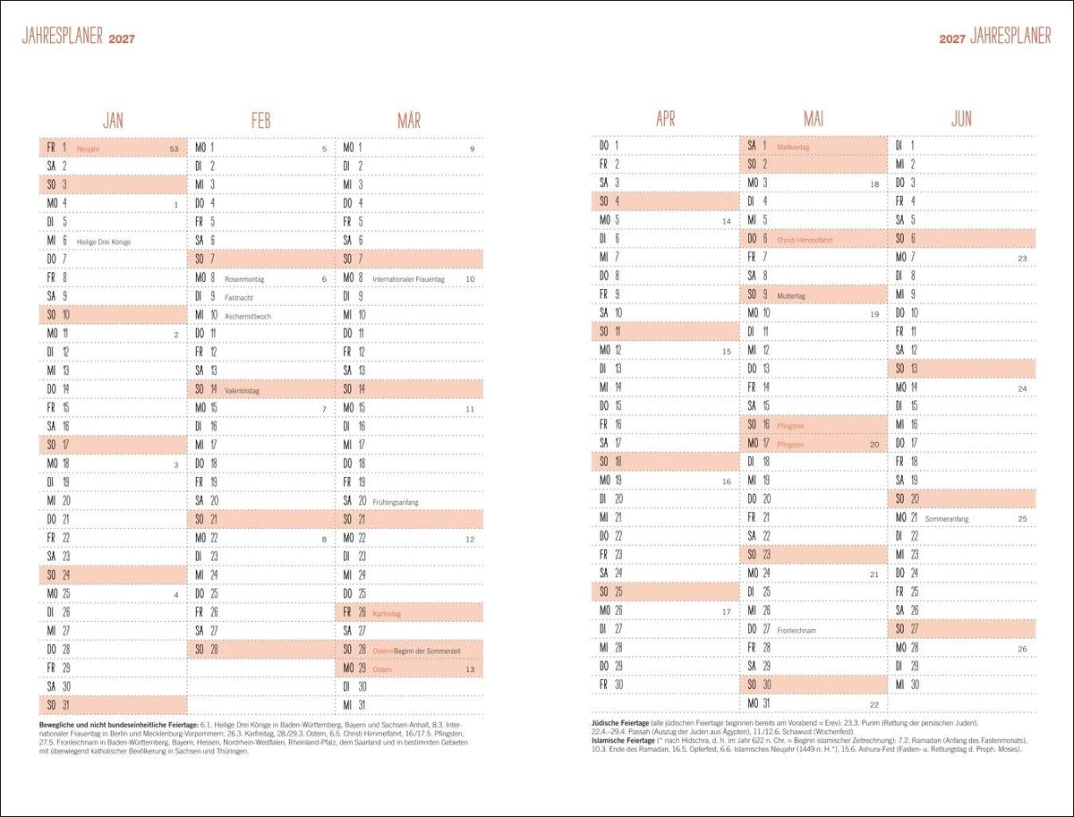 Mama AG Familienplaner Buch A5 2027 – Ansicht