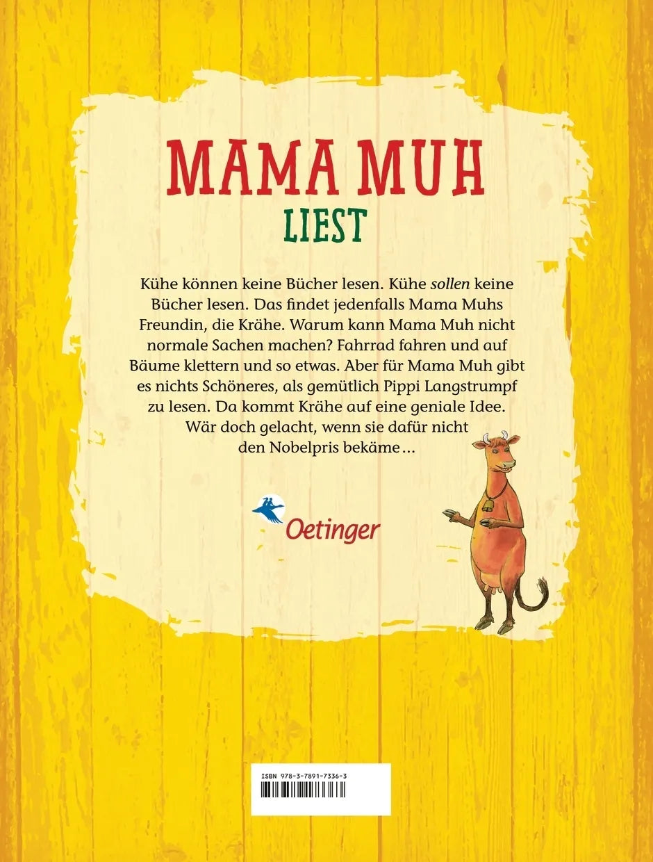 Buchrückseite von 'Mama Muh liest' mit Klappentext - Gebundene Ausgabe