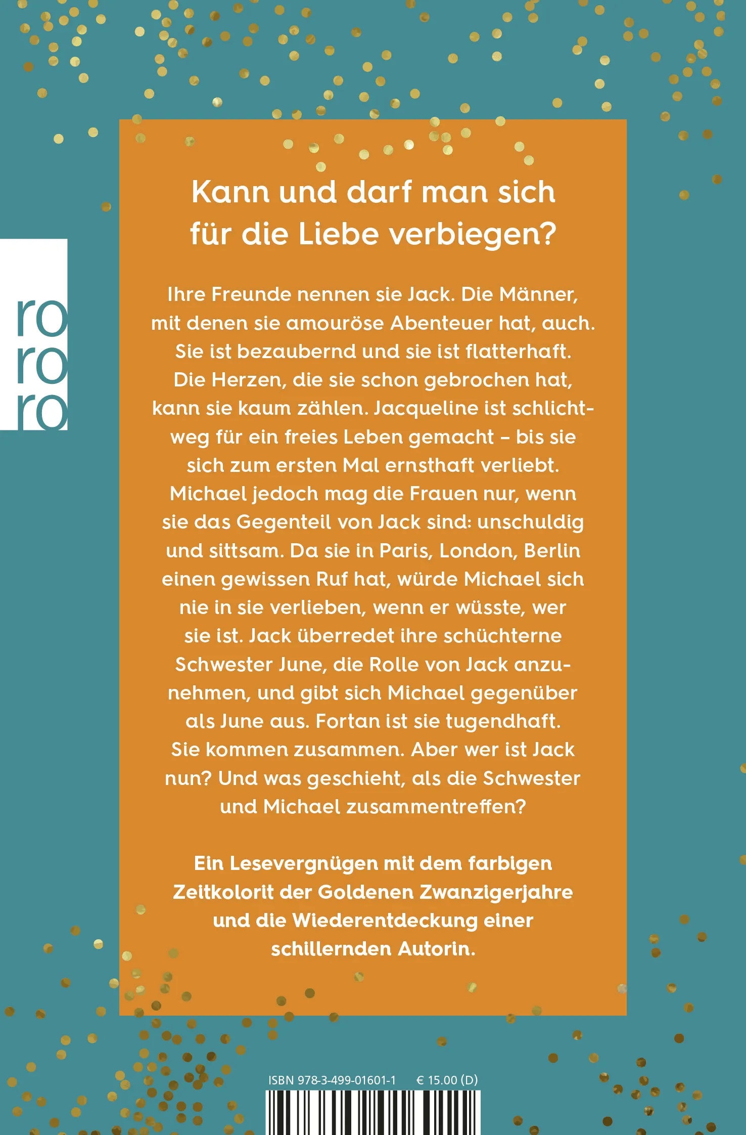 Buchrückseite von 'Man spricht über Jacqueline' mit Klappentext - Taschenbuch