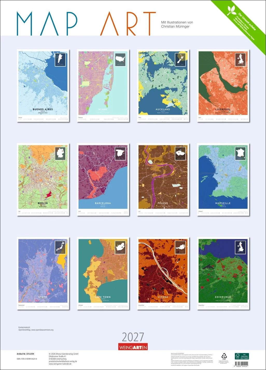 Map Art Kalender 2027 – Ansicht