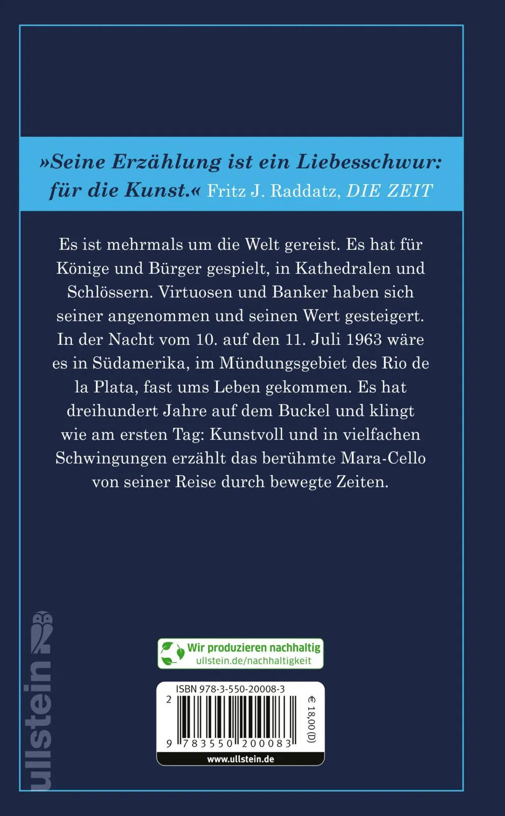 Buchrückseite von 'Mara' mit Klappentext - Gebundene Ausgabe