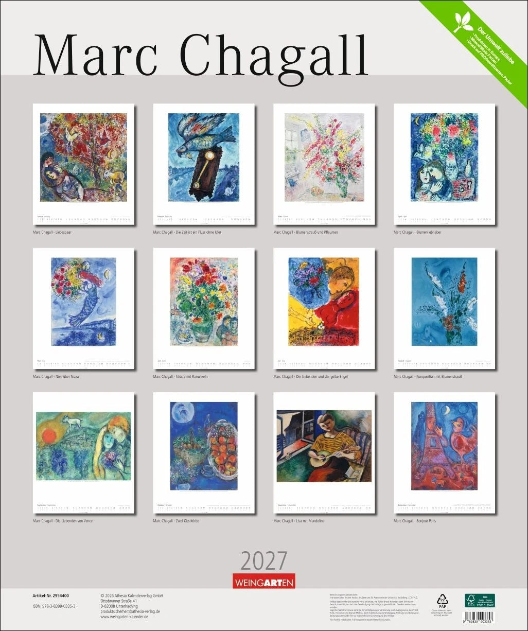 Marc Chagall Kalender 2027 – Ansicht