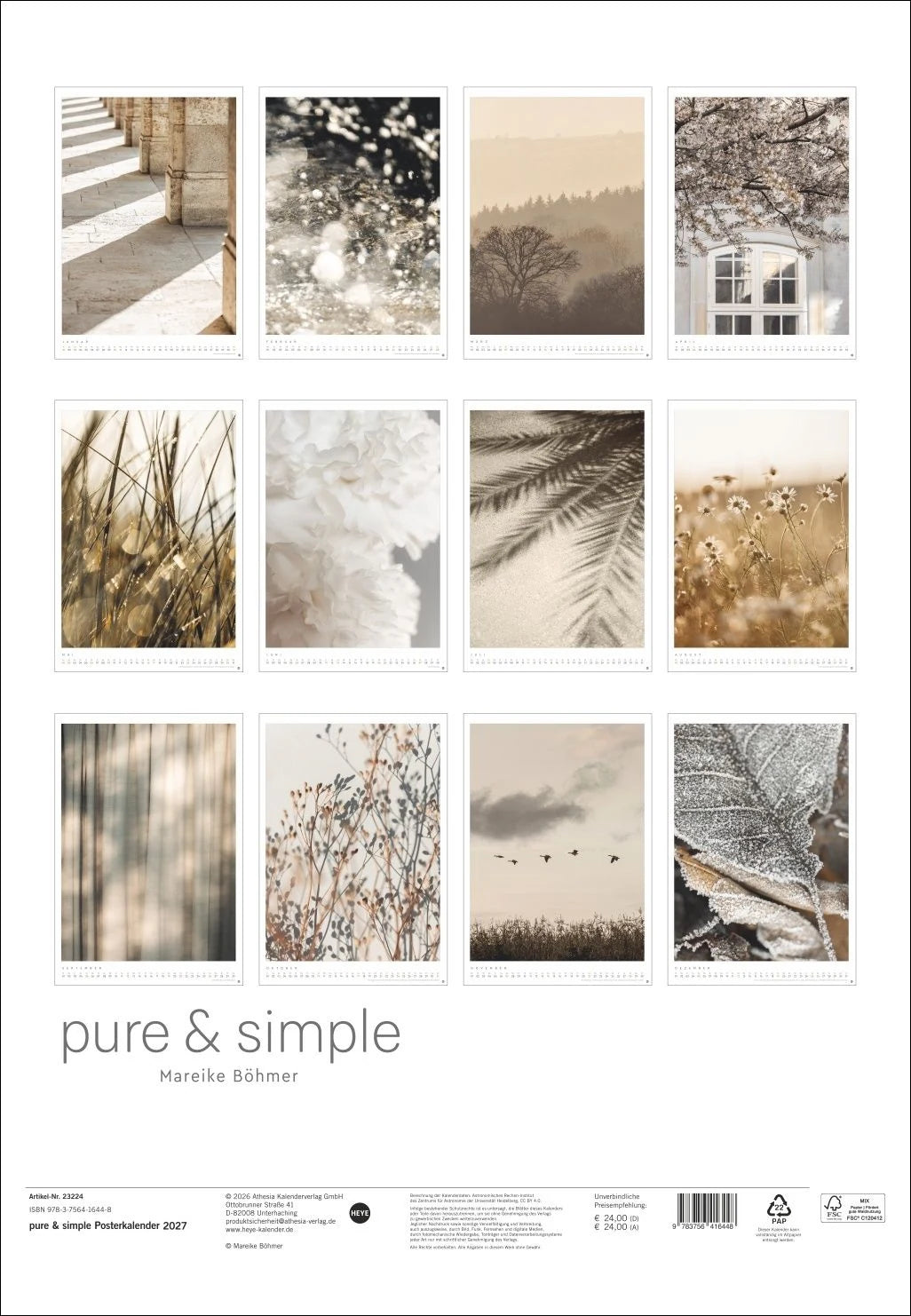 Mareike Böhmer: pure & simple Kalender 2027 – Ansicht